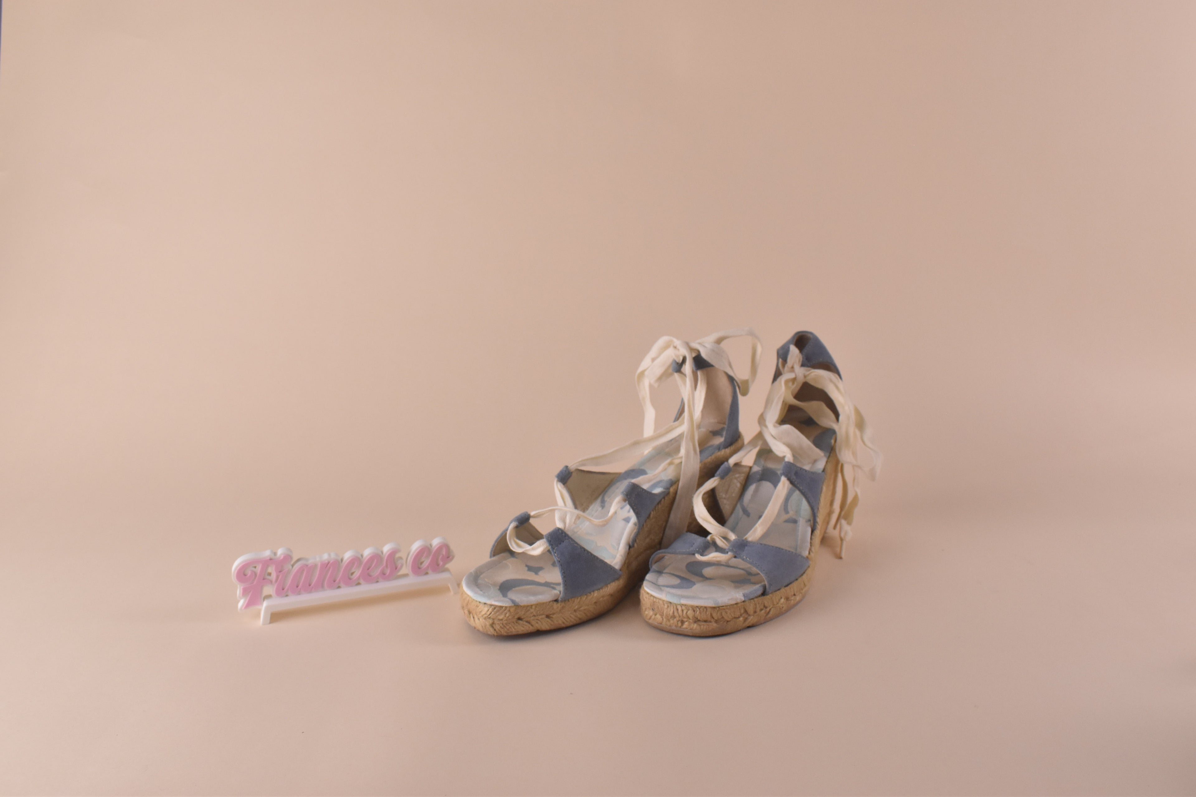 Coach Rosie Suede Wedge Espadrille Sandals - Pool Blue