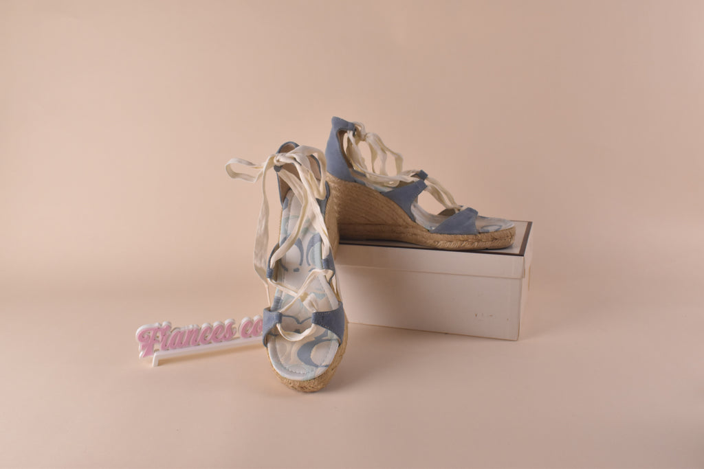 Coach Rosie Suede Wedge Espadrille Sandals - Pool Blue