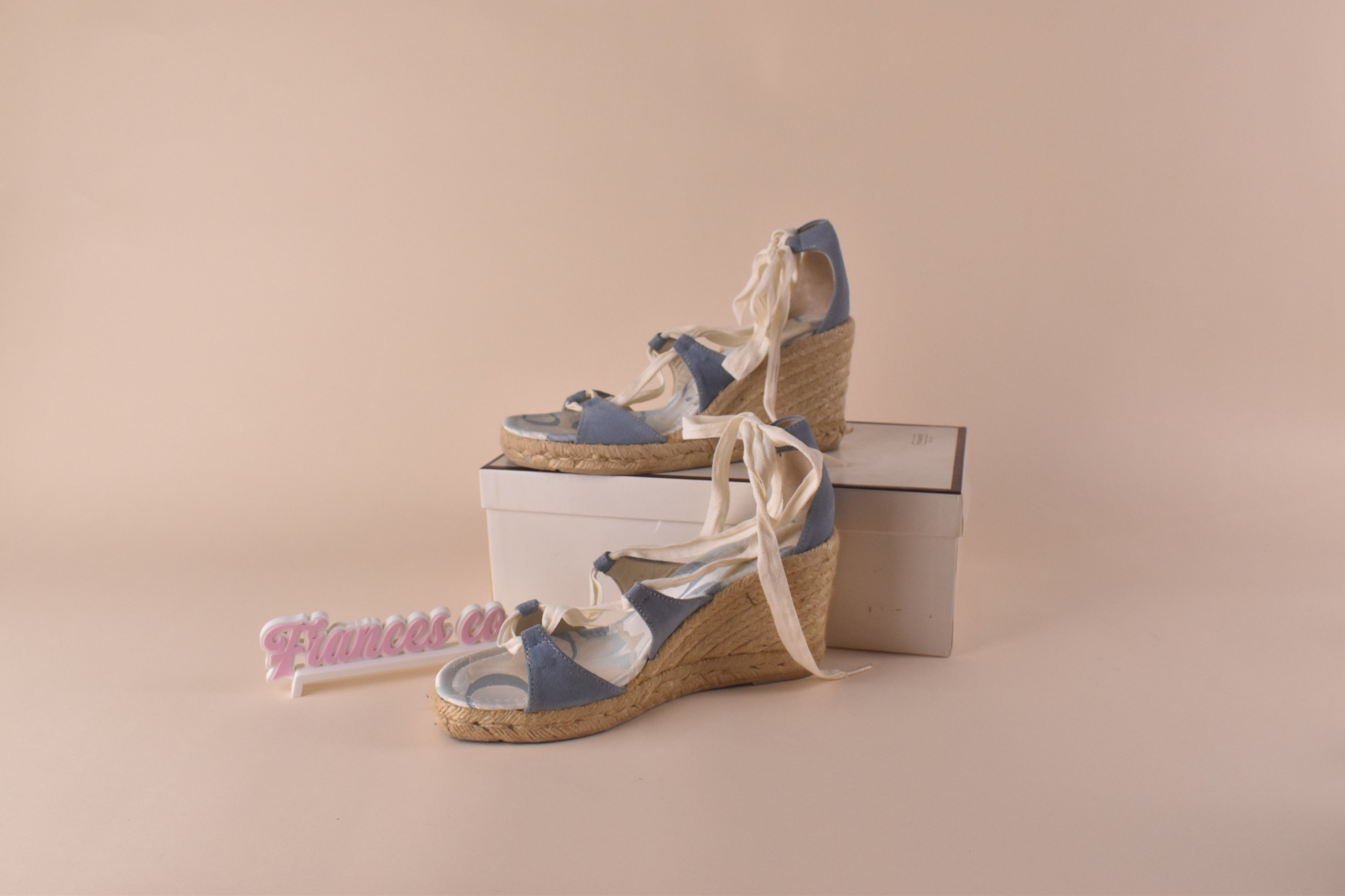 Coach Rosie Suede Wedge Espadrille Sandals - Pool Blue