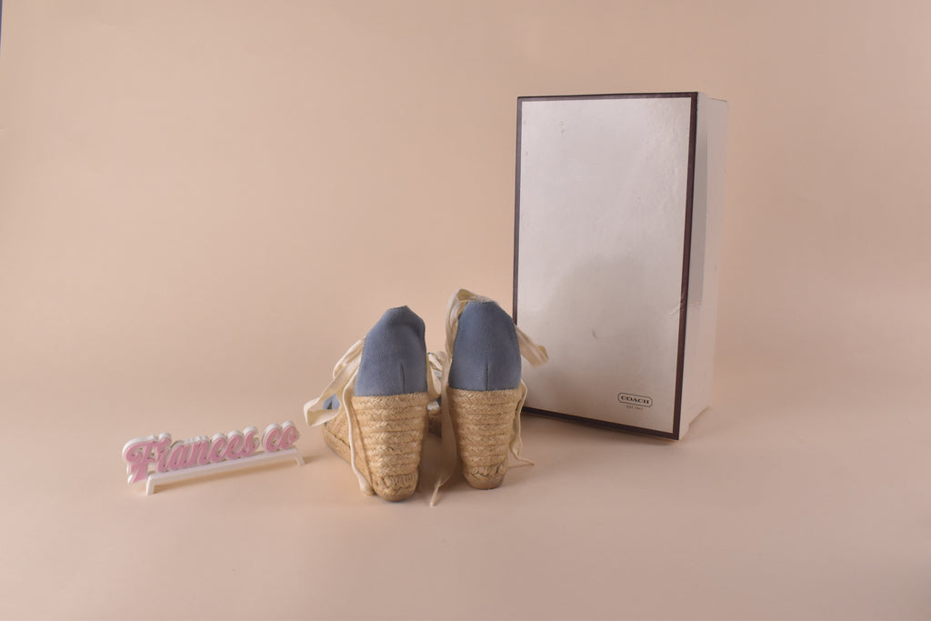 Coach Rosie Suede Wedge Espadrille Sandals - Pool Blue