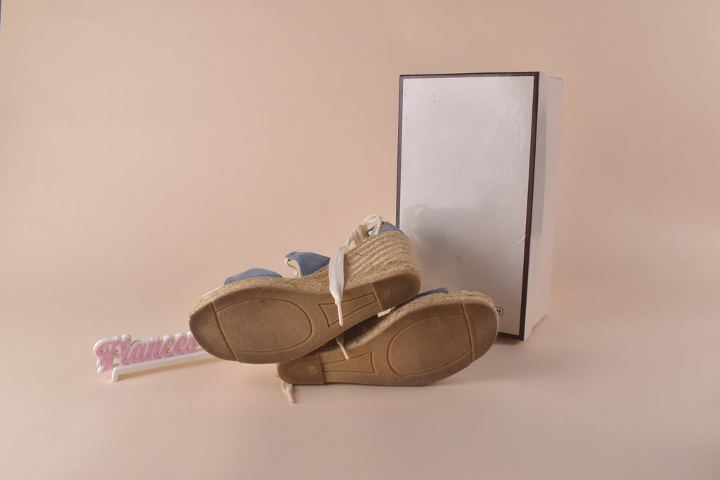 Coach Rosie Suede Wedge Espadrille Sandals - Pool Blue