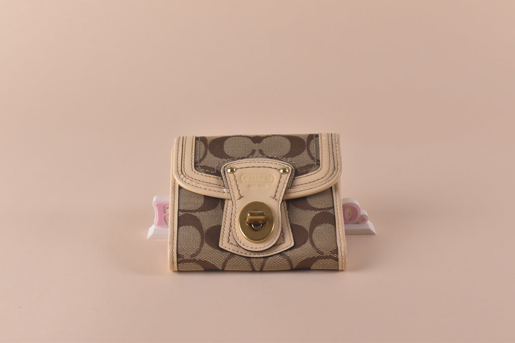 Coach Signature Turnlock Trifold Wallet
