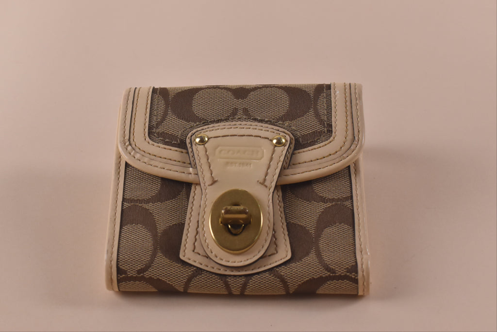 Coach Signature Turnlock Trifold Wallet