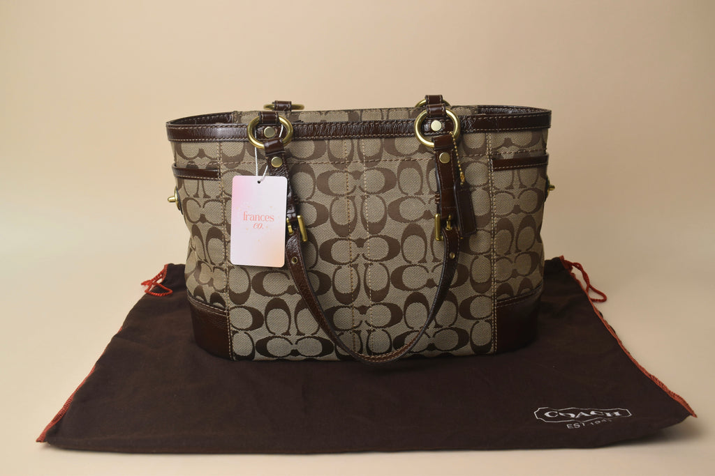 Coach Signature Gallery Turnlock Tote – Khaki/Brown
