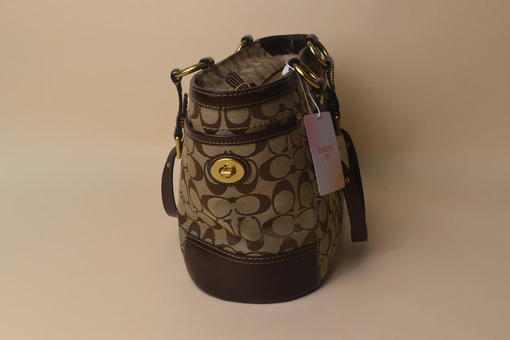 Coach Signature Gallery Turnlock Tote – Khaki/Brown