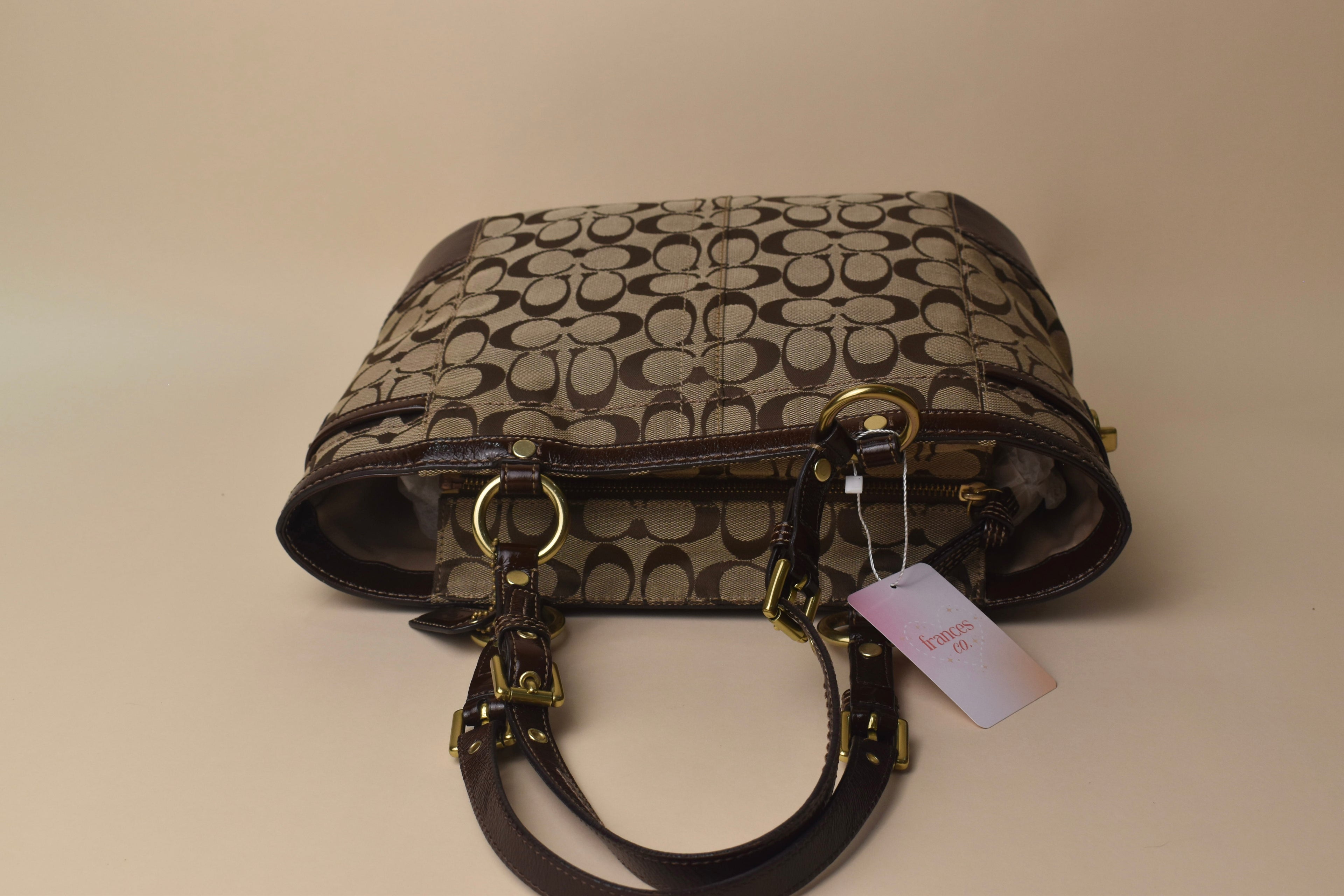 Coach Signature Gallery Turnlock Tote – Khaki/Brown