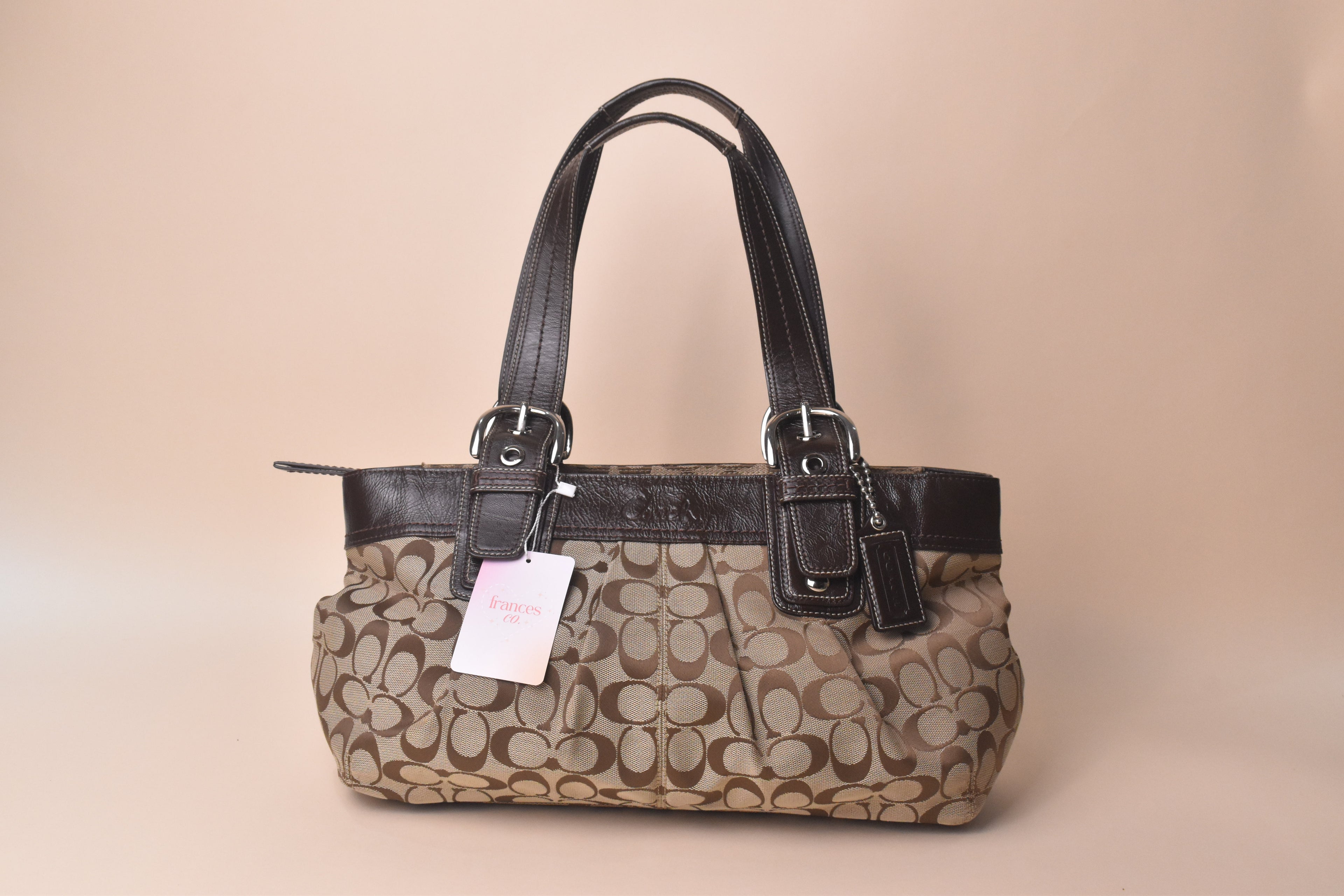 Coach Signature Soho Pleated Tote Bag – Khaki/Brown