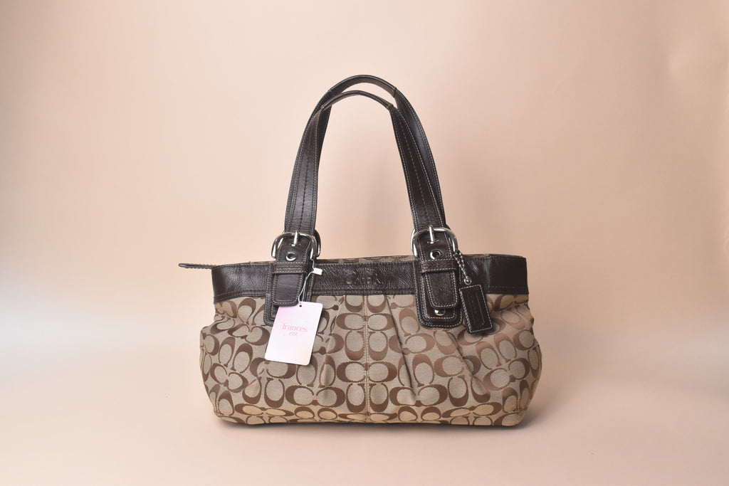Coach Signature Soho Pleated Tote Bag – Khaki/Brown