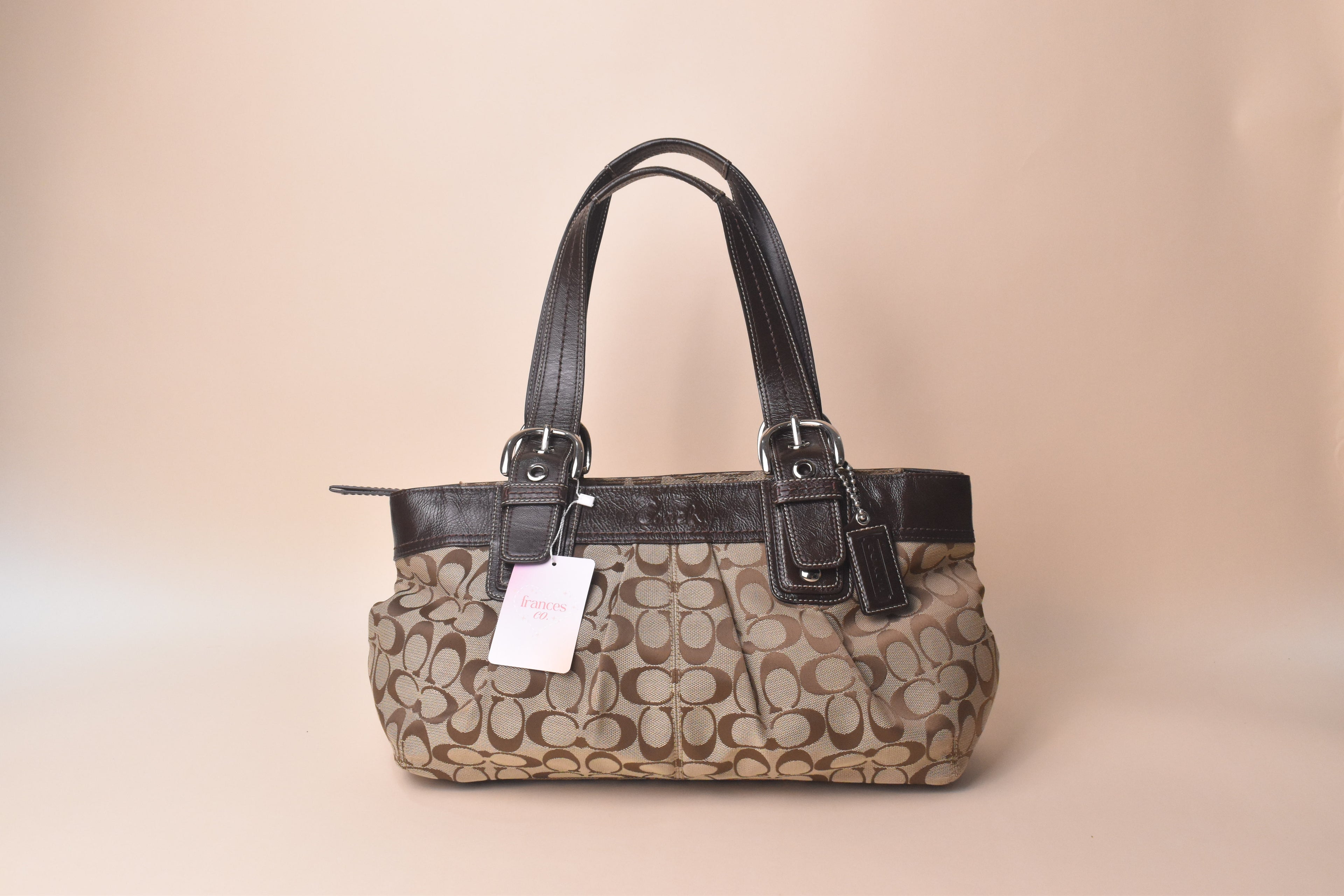 Coach Signature Soho Pleated Tote Bag – Khaki/Brown