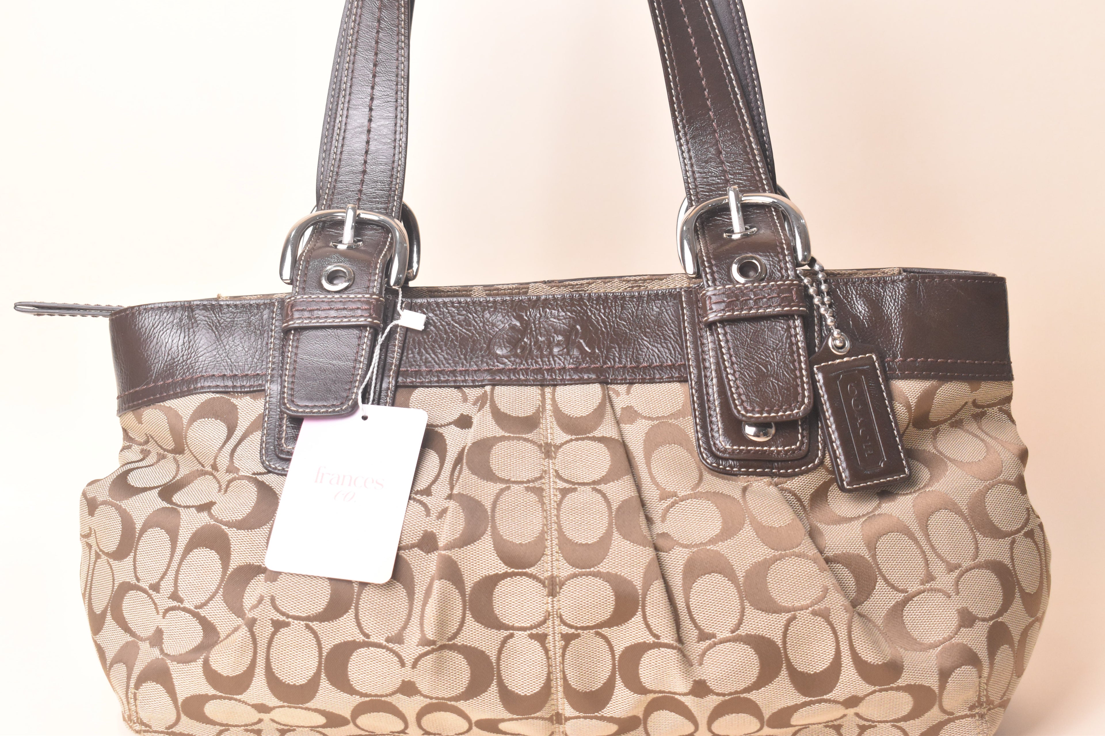 Coach Signature Soho Pleated Tote Bag – Khaki/Brown