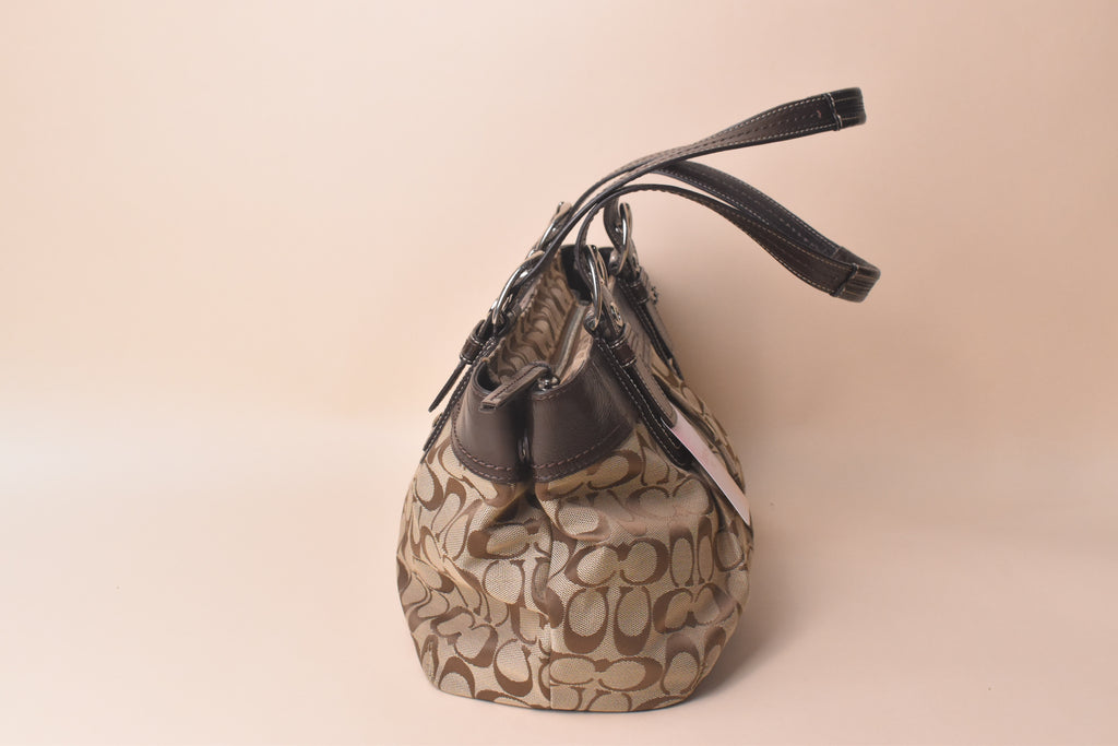 Coach Signature Soho Pleated Tote Bag – Khaki/Brown