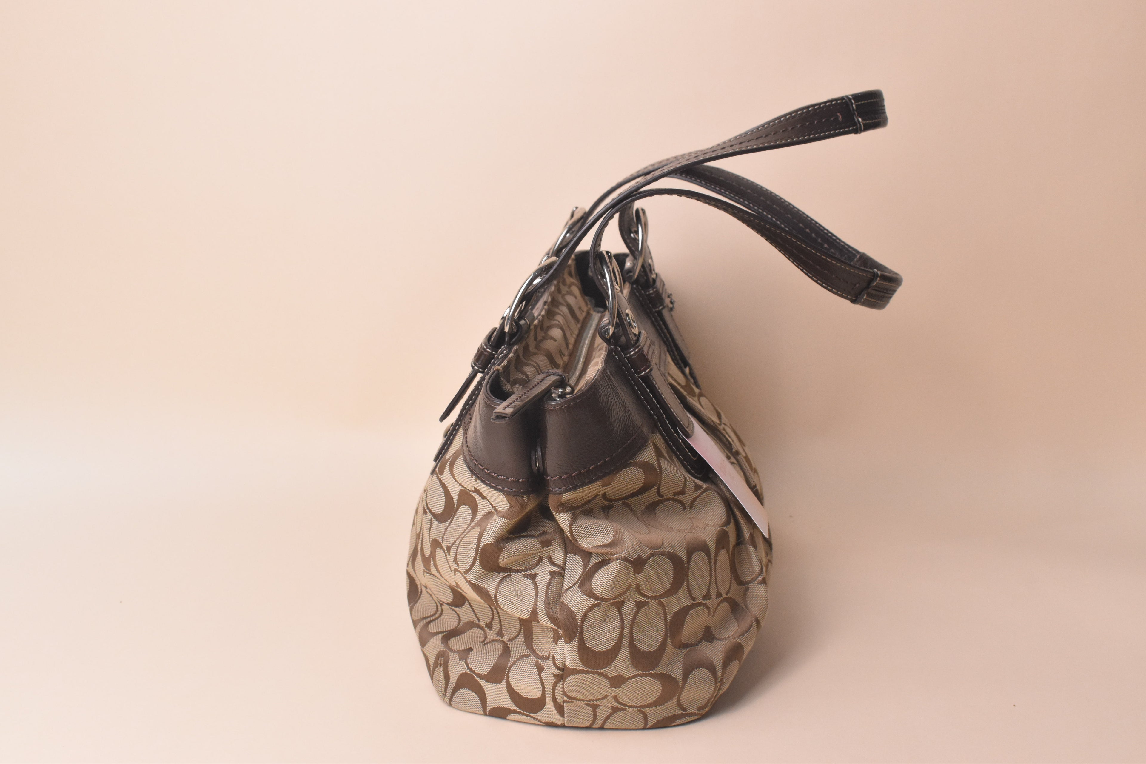 Coach Signature Soho Pleated Tote Bag – Khaki/Brown