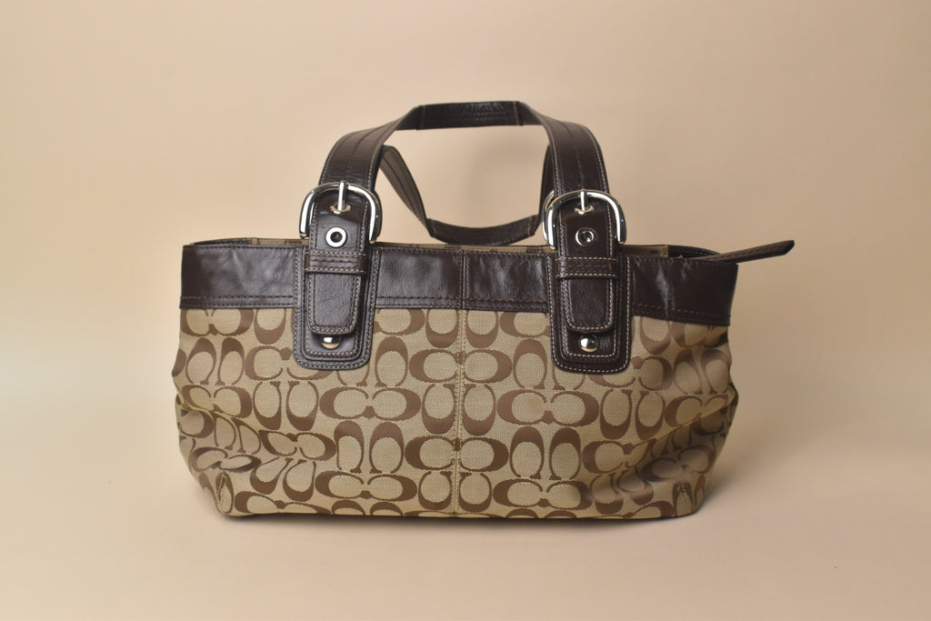 Coach Signature Soho Pleated Tote Bag – Khaki/Brown