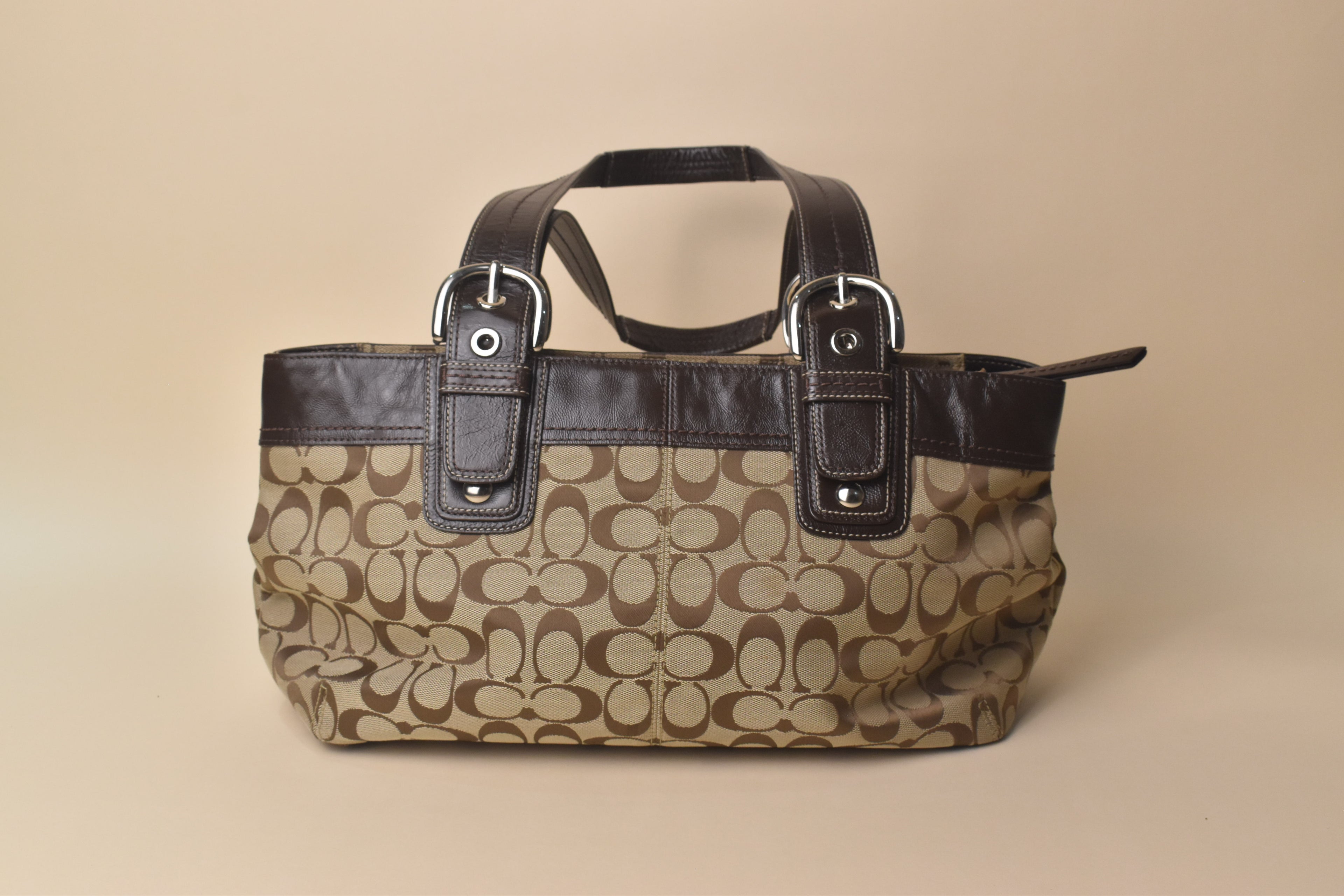 Coach Signature Soho Pleated Tote Bag – Khaki/Brown
