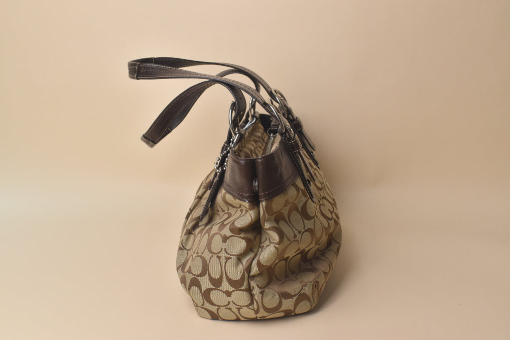 Coach Signature Soho Pleated Tote Bag – Khaki/Brown