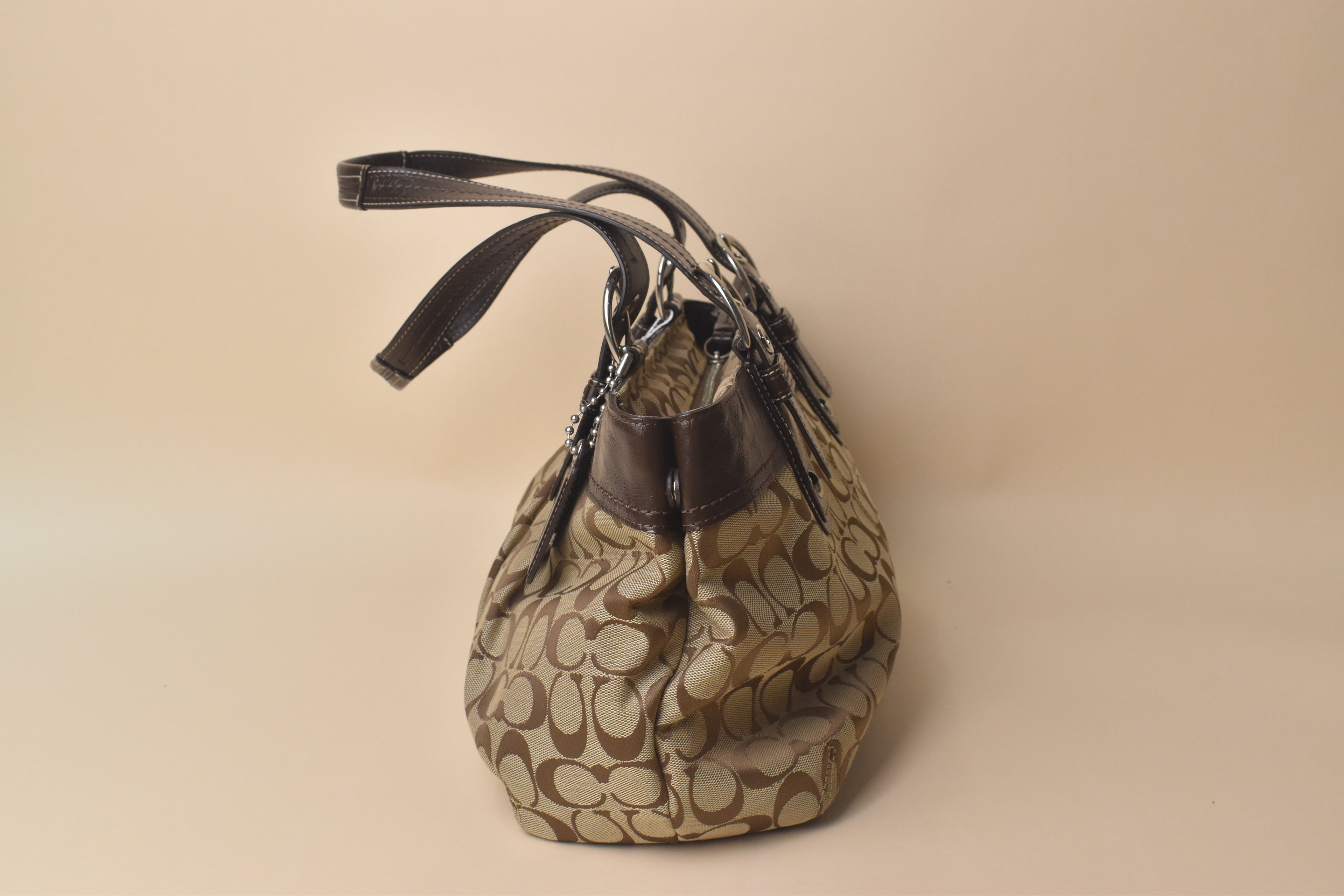 Coach Signature Soho Pleated Tote Bag – Khaki/Brown