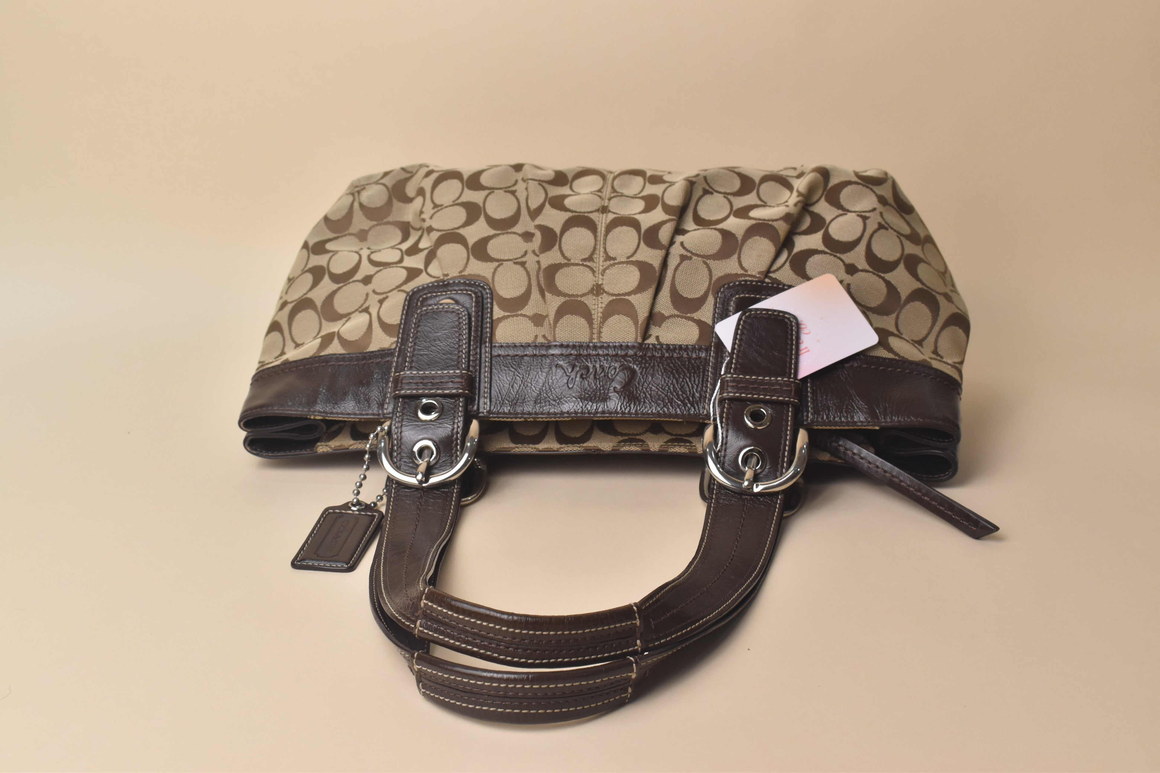 Coach Signature Soho Pleated Tote Bag – Khaki/Brown