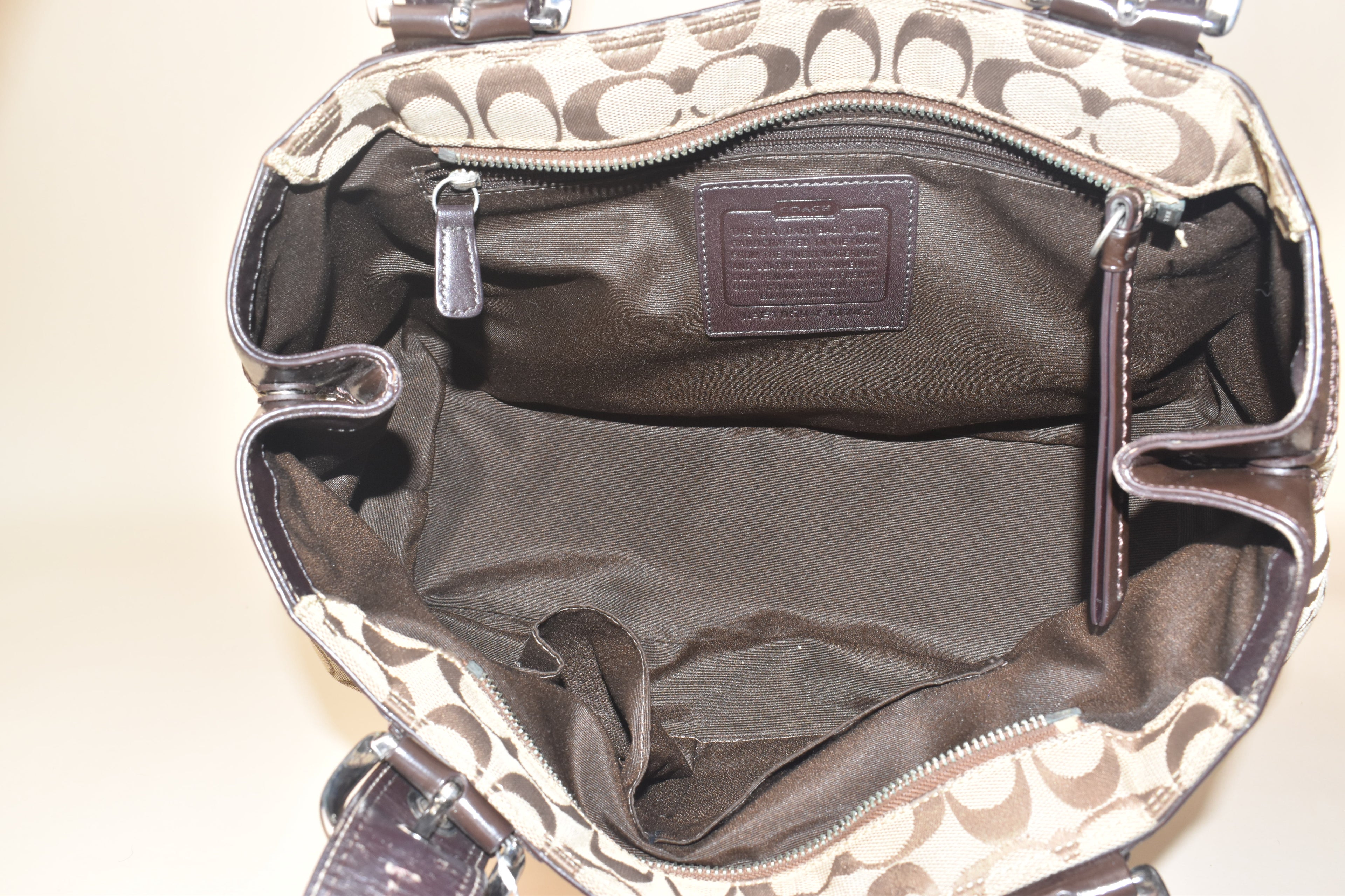 Coach Signature Soho Pleated Tote Bag – Khaki/Brown