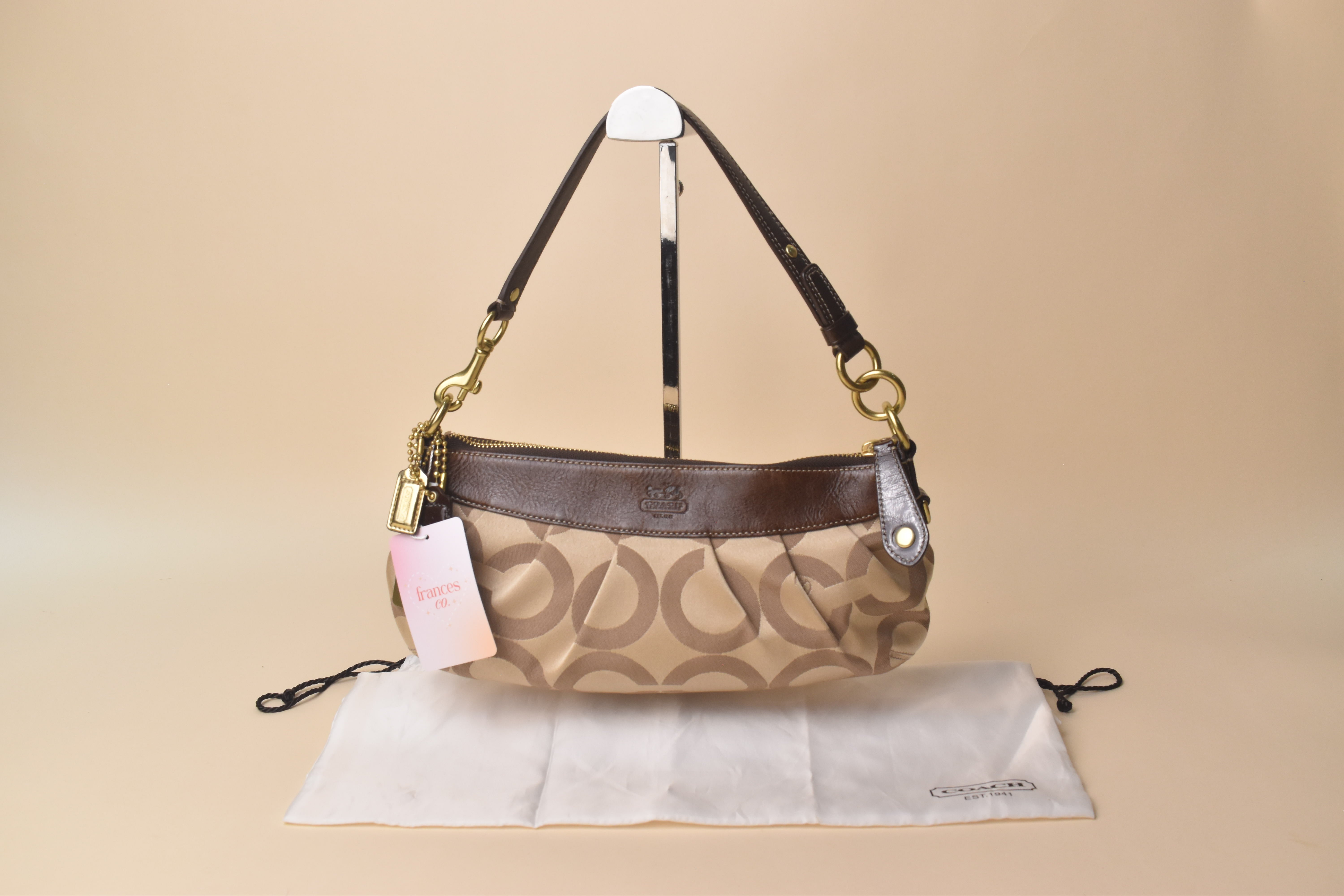 Coach Madison Op Art Hobo Baguette Shoulder Bag – Khaki/Brown