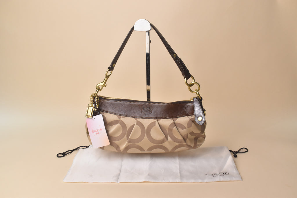 Coach Madison Op Art Hobo Baguette Shoulder Bag – Khaki/Brown