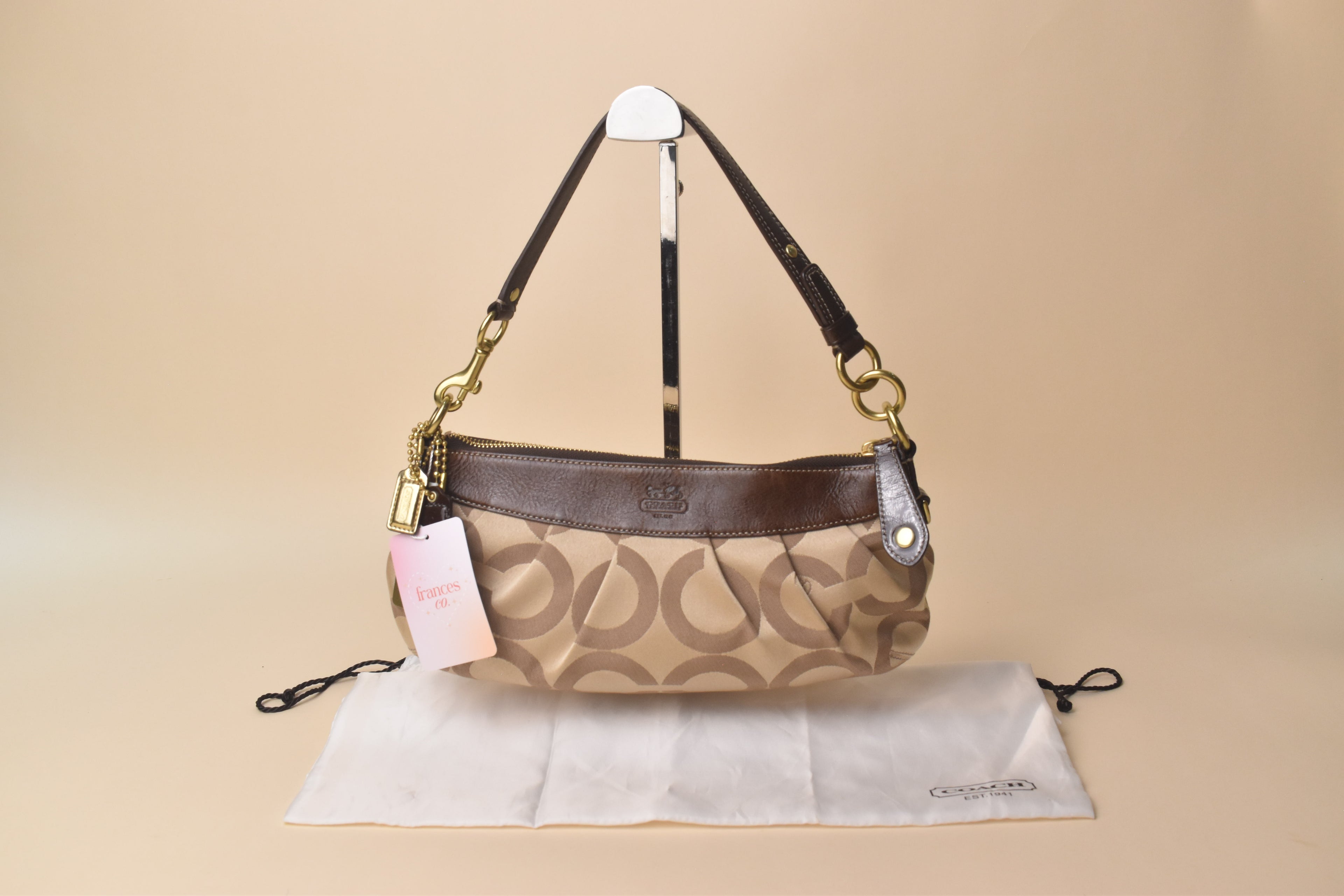 Coach Madison Op Art Hobo Baguette Shoulder Bag – Khaki/Brown