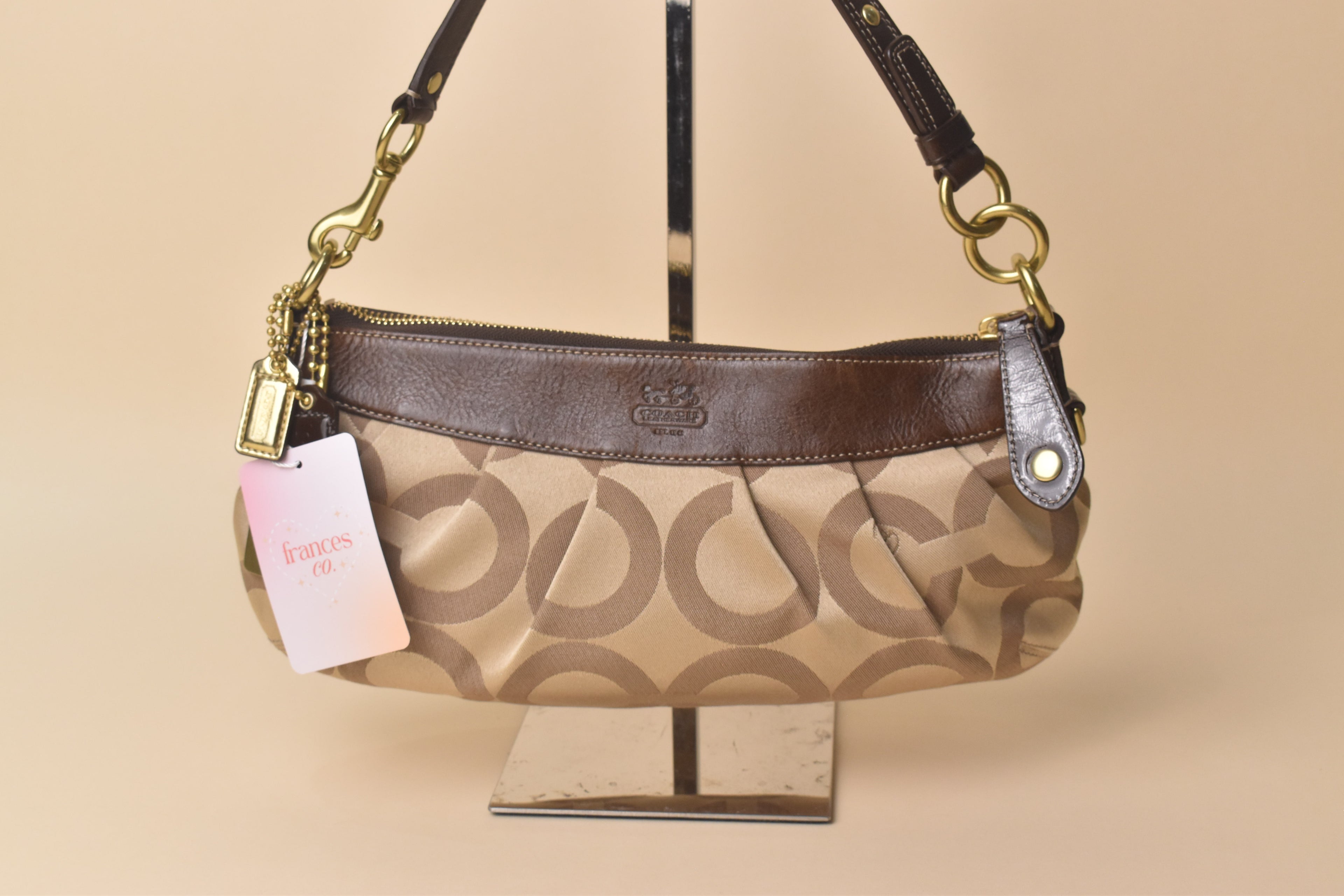 Coach Madison Op Art Hobo Baguette Shoulder Bag – Khaki/Brown