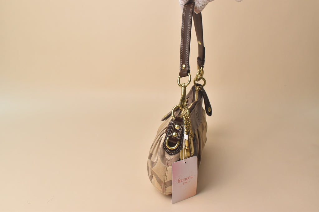 Coach Madison Op Art Hobo Baguette Shoulder Bag – Khaki/Brown