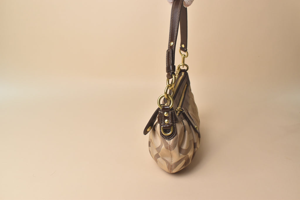 Coach Madison Op Art Hobo Baguette Shoulder Bag – Khaki/Brown