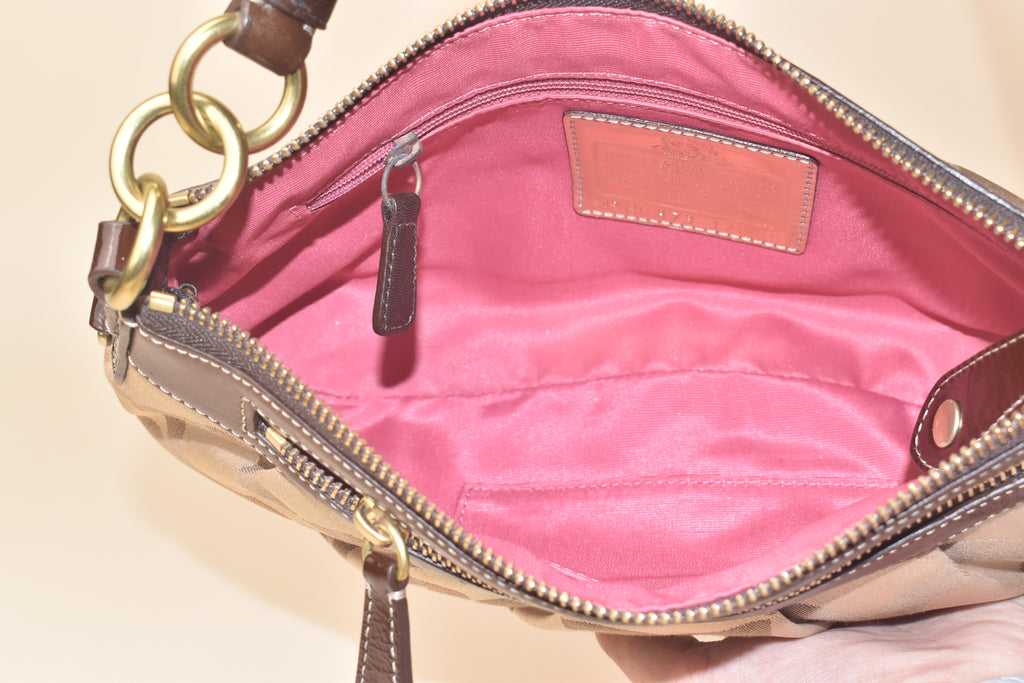 Coach Madison Op Art Hobo Baguette Shoulder Bag – Khaki/Brown