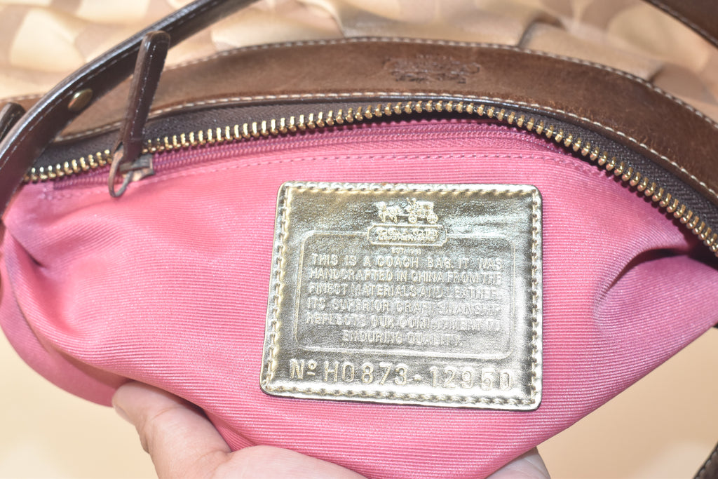 Coach Madison Op Art Hobo Baguette Shoulder Bag – Khaki/Brown