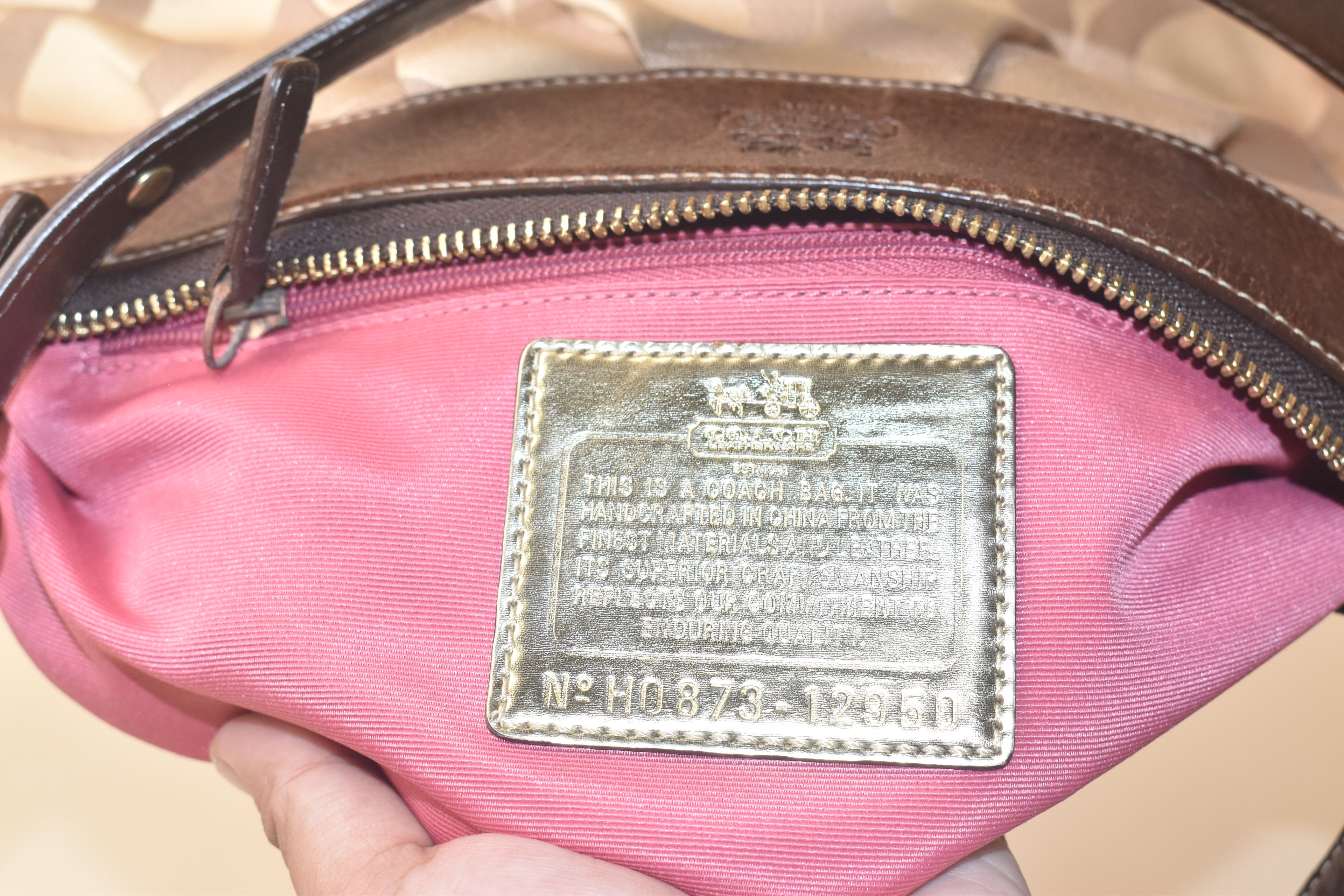 Coach Madison Op Art Hobo Baguette Shoulder Bag – Khaki/Brown