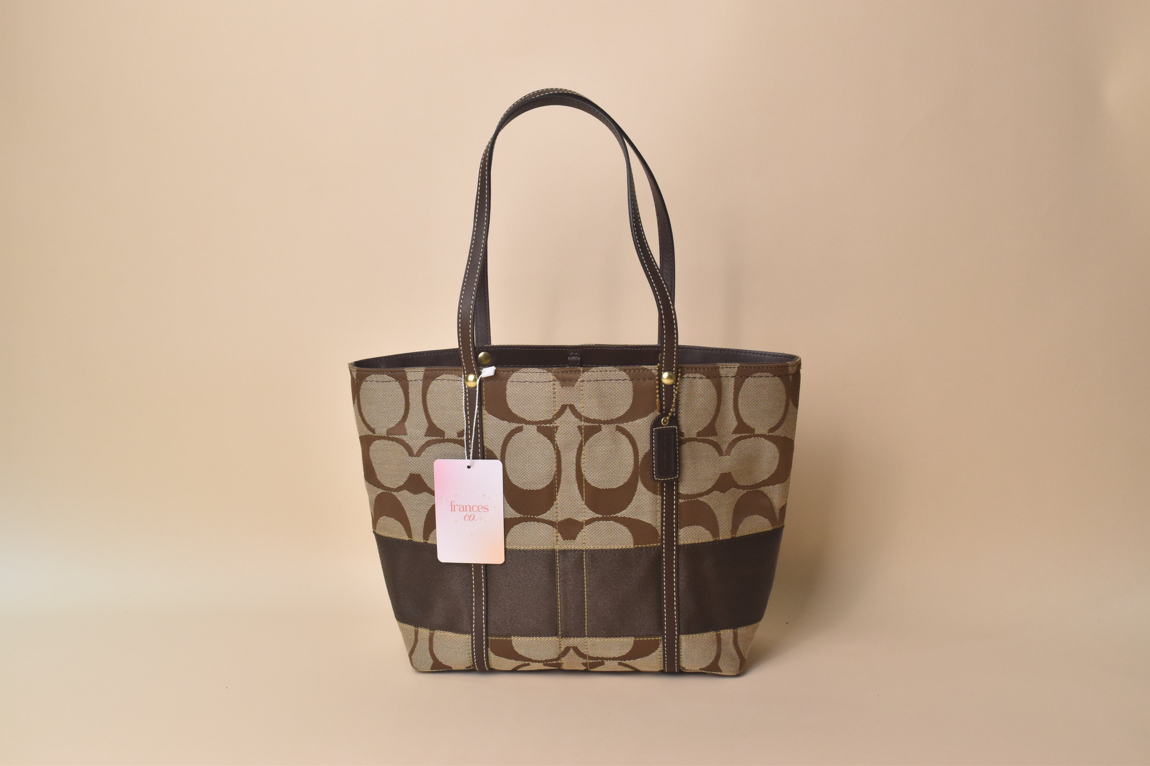 Coach Legacy Stripe Signature Tote – Khaki/Brown
