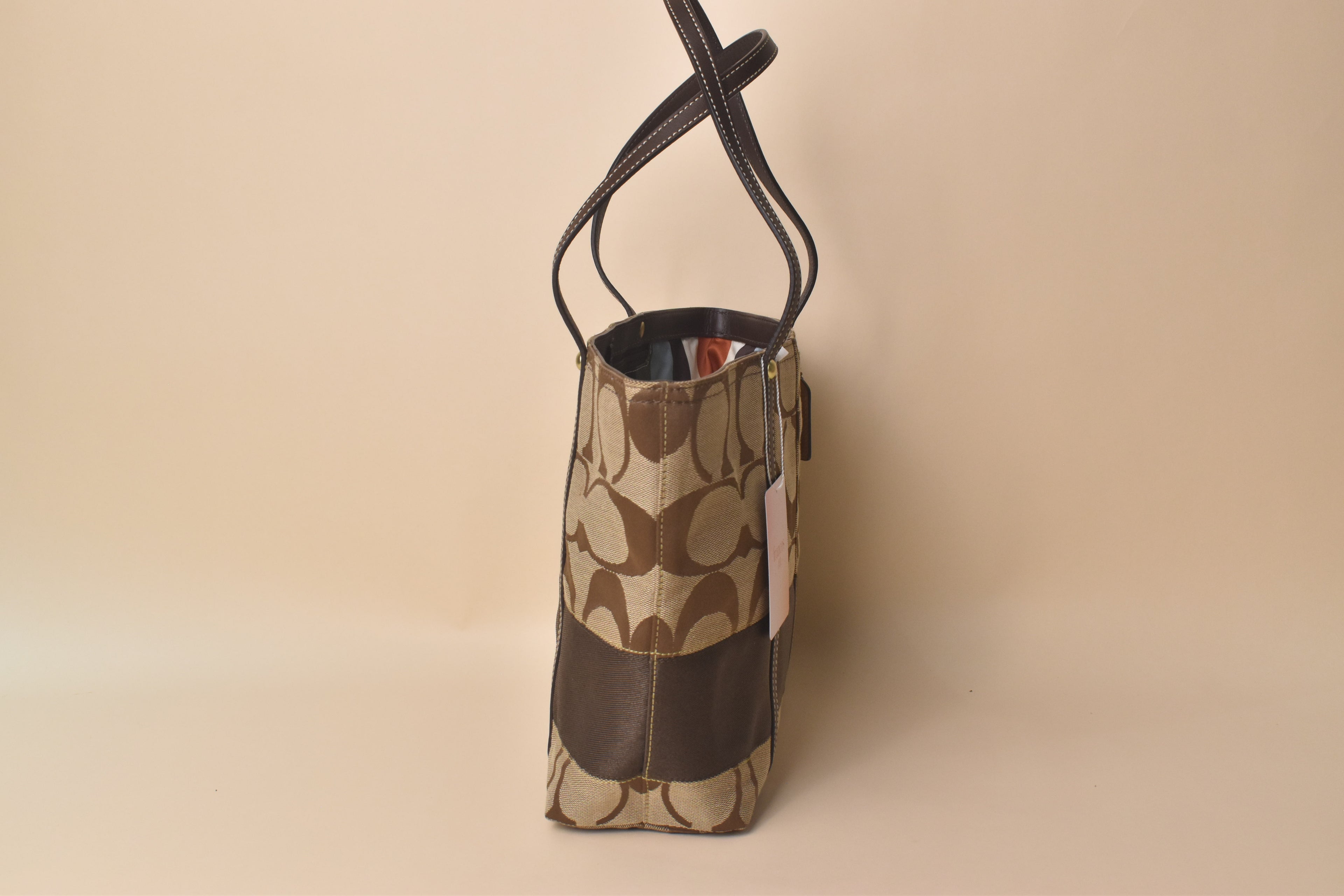 Coach Legacy Stripe Signature Tote – Khaki/Brown