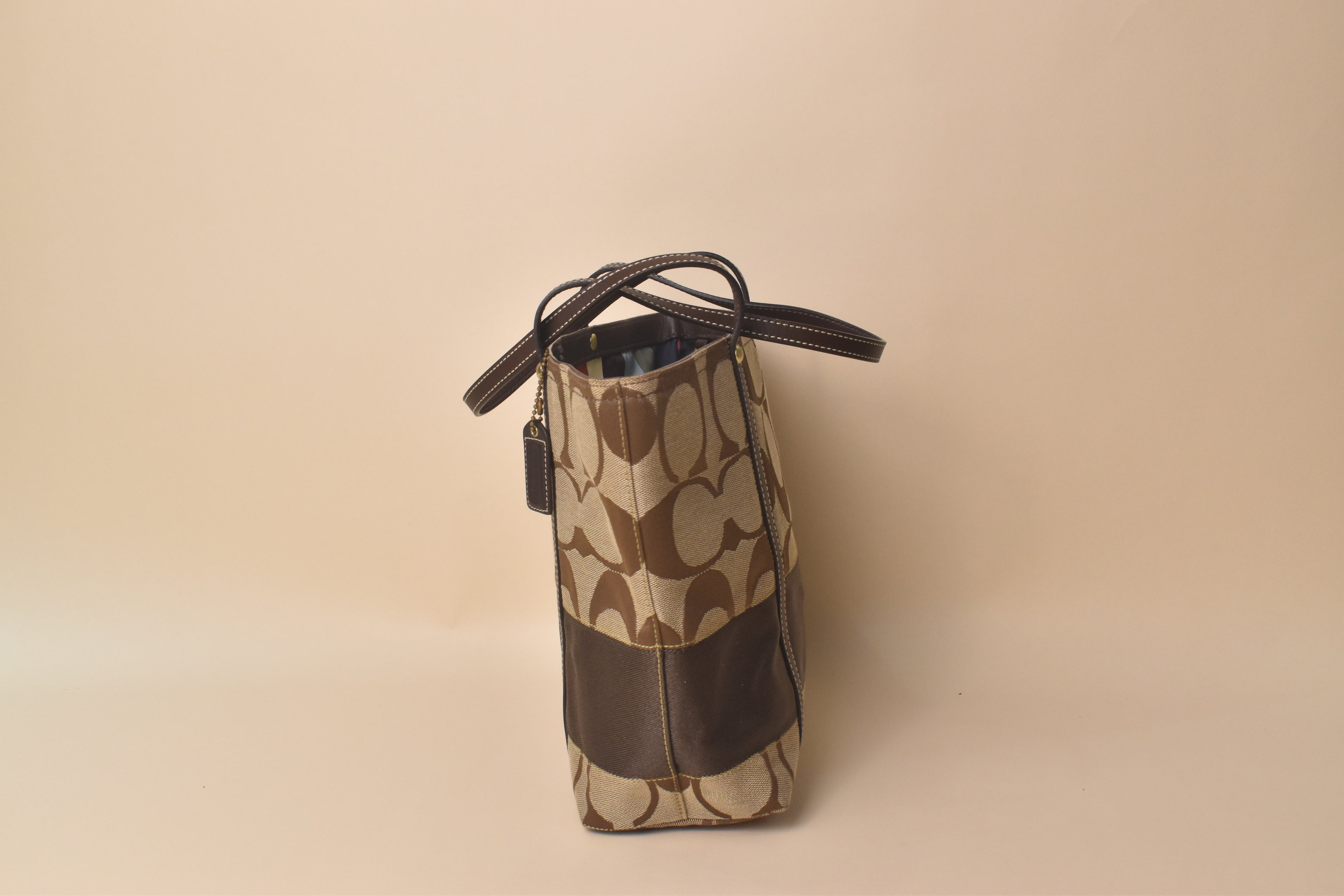 Coach Legacy Stripe Signature Tote – Khaki/Brown