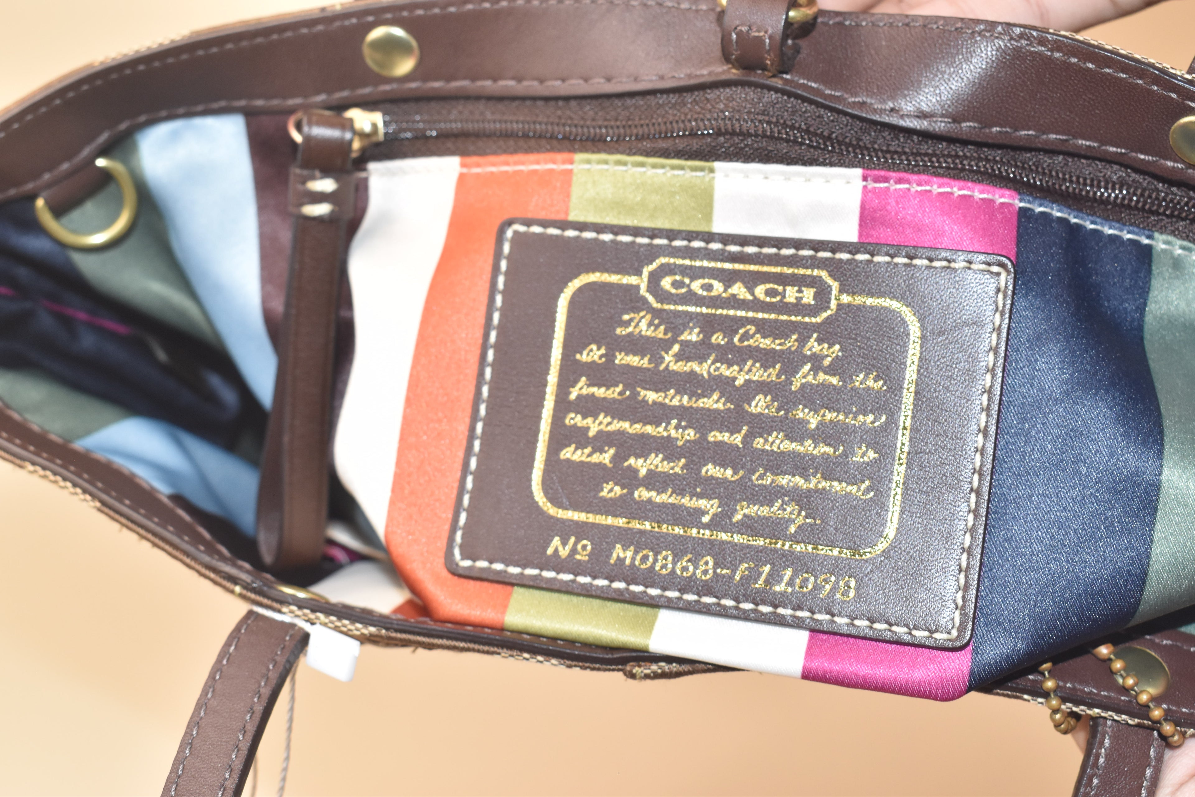 Coach Legacy Stripe Signature Tote – Khaki/Brown