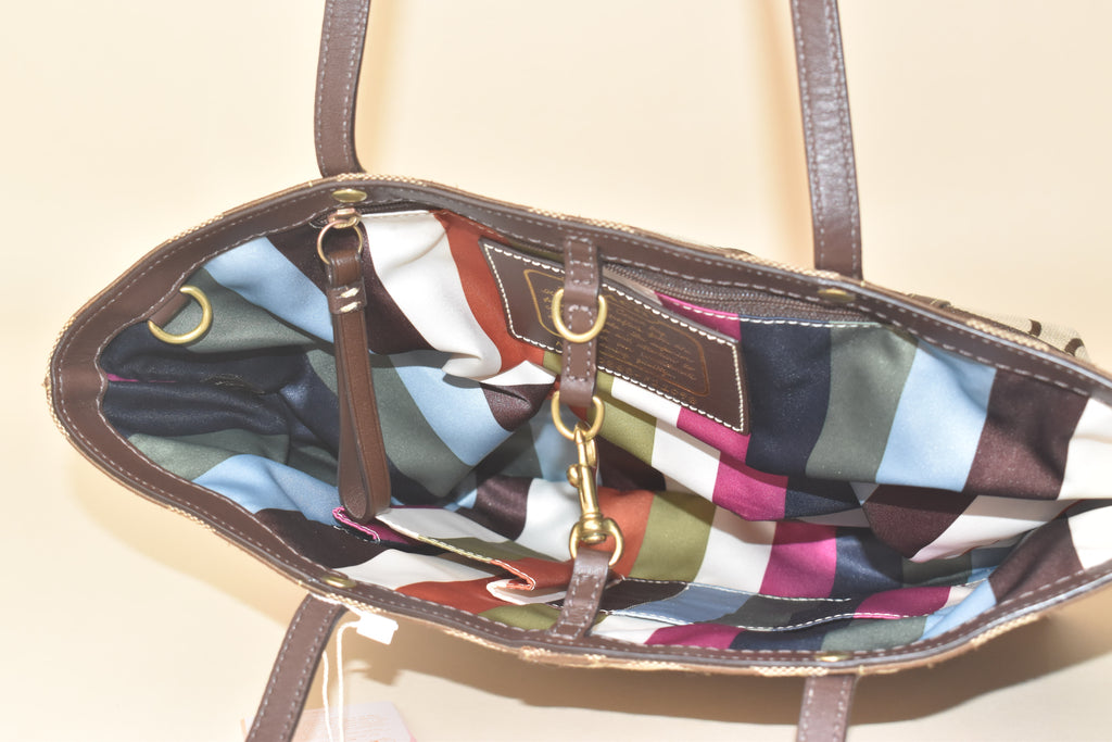 Coach Legacy Stripe Signature Tote – Khaki/Brown