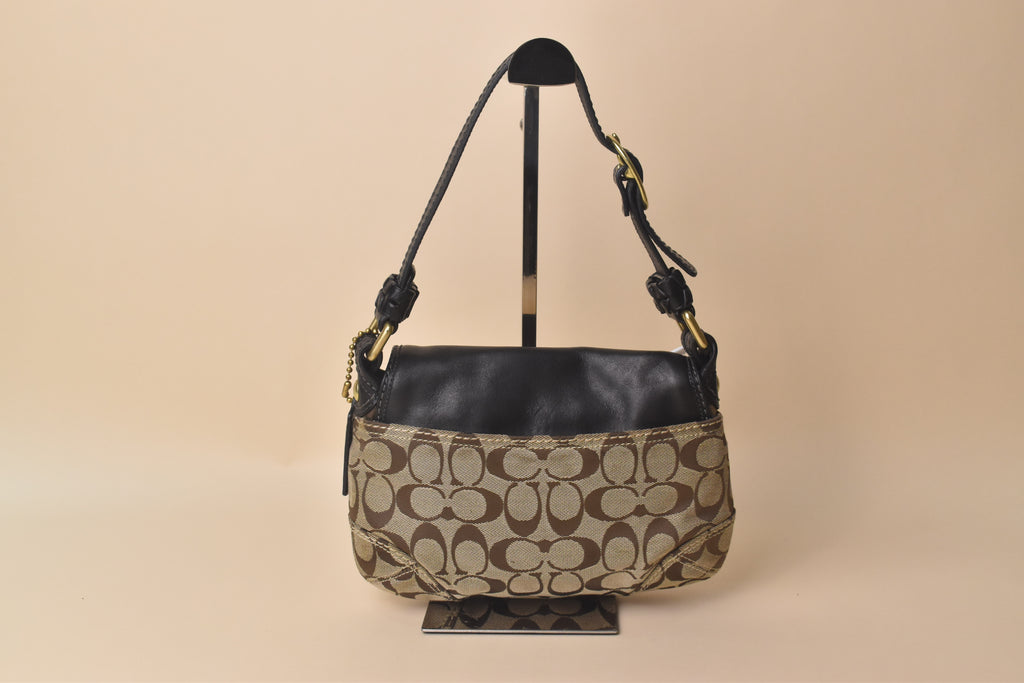 Coach Bleecker Signature Flap Shoulder Bag – Khaki/Brown