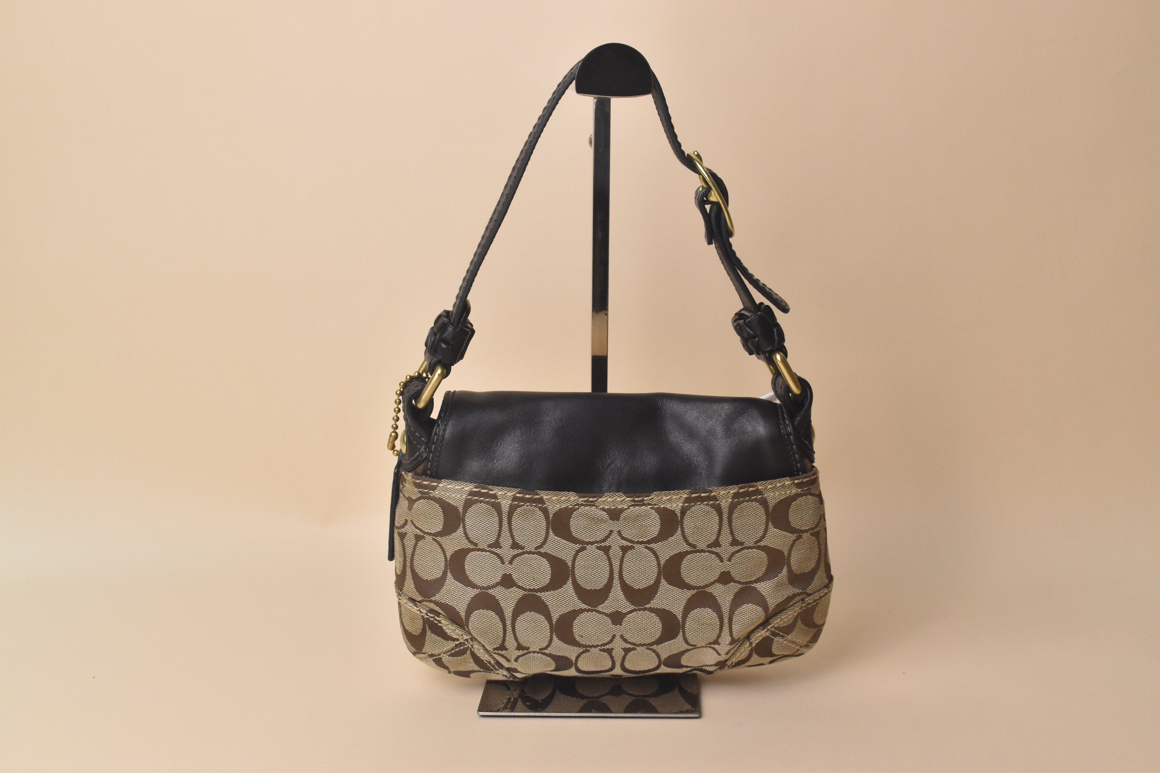 Coach Bleecker Signature Flap Shoulder Bag – Khaki/Brown