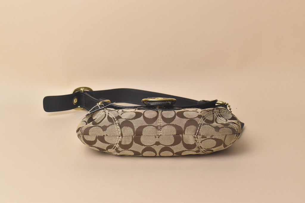 Coach Bleecker Signature Flap Shoulder Bag – Khaki/Brown