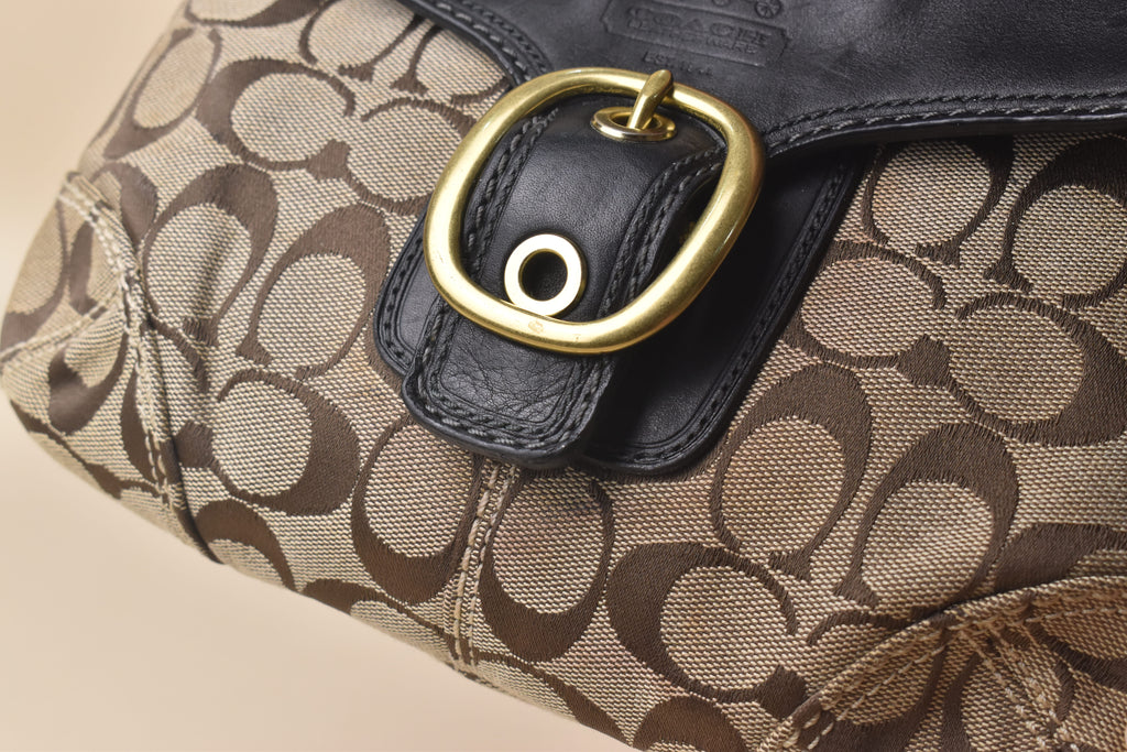 Coach Bleecker Signature Flap Shoulder Bag – Khaki/Brown