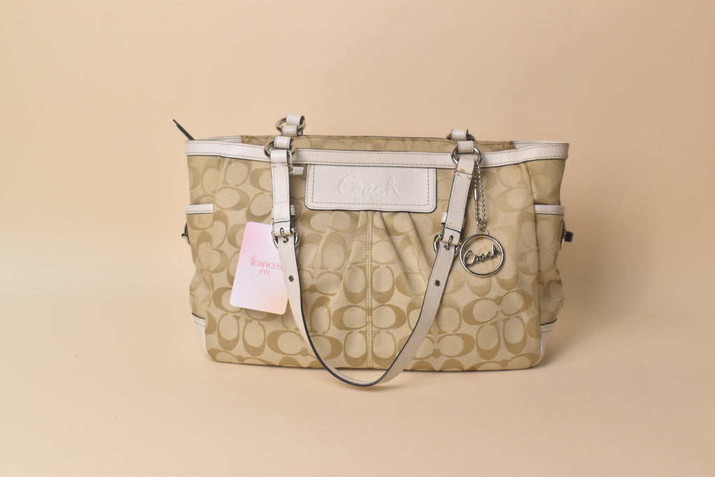 Coach Signature Gallery Turnlock Tote – Khaki/Ivory