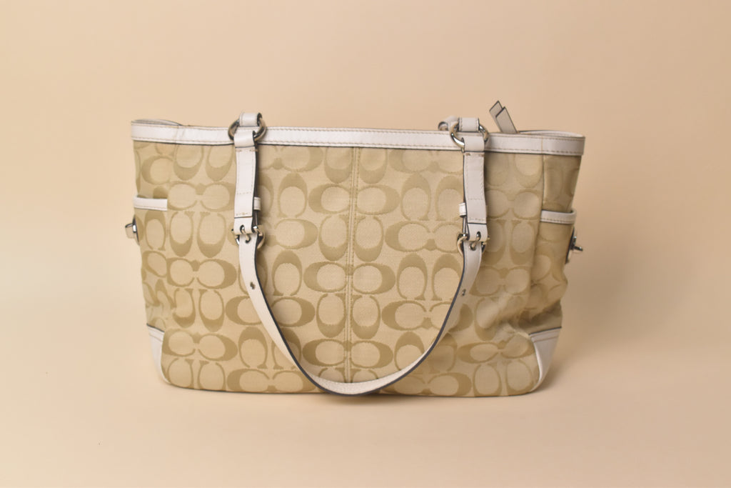 Coach Signature Gallery Turnlock Tote – Khaki/Ivory
