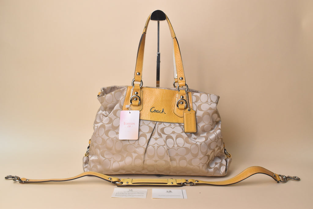 Coach Ashley Signature Satchel 2way – Khaki/Yellow