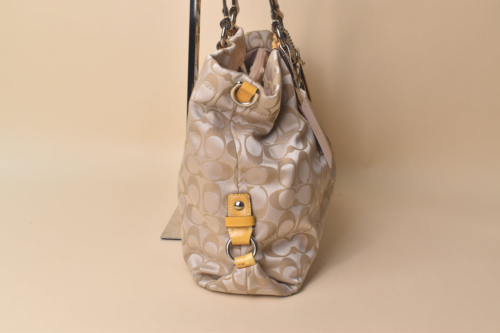 Coach Ashley Signature Satchel 2way – Khaki/Yellow