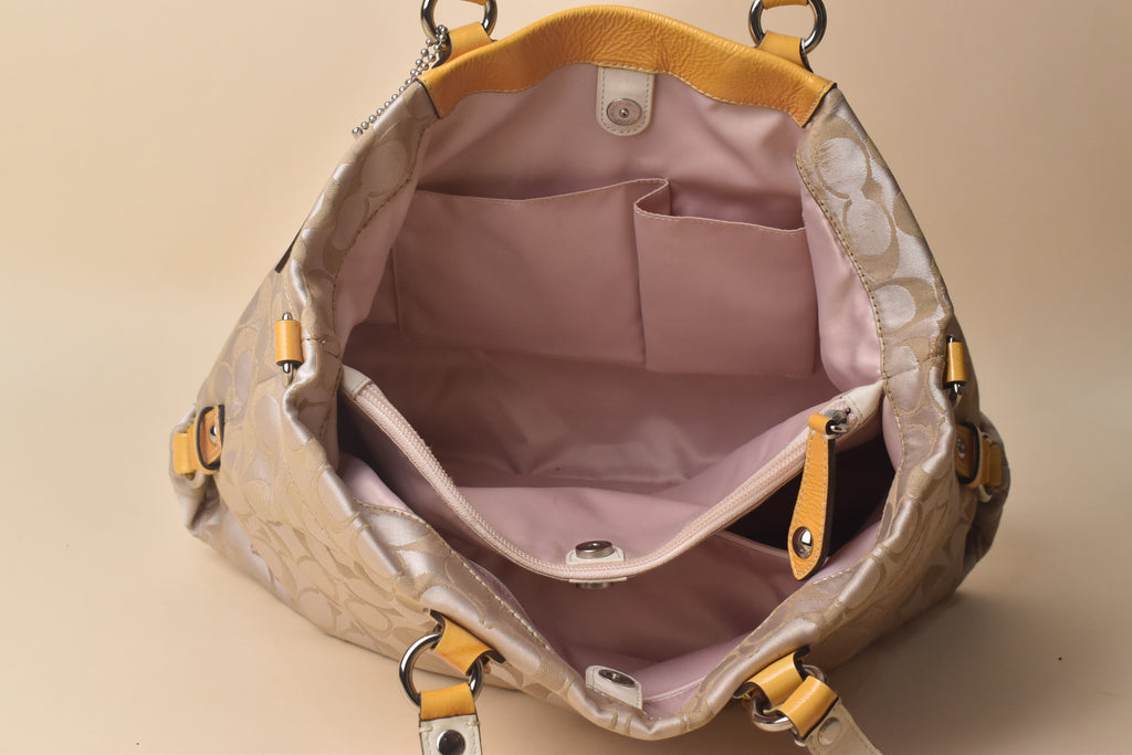 Coach Ashley Signature Satchel 2way – Khaki/Yellow