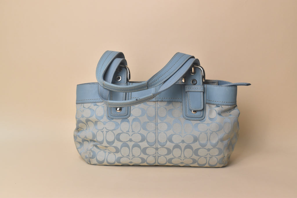 Coach Signature Soho Pleated Tote – Baby Blue