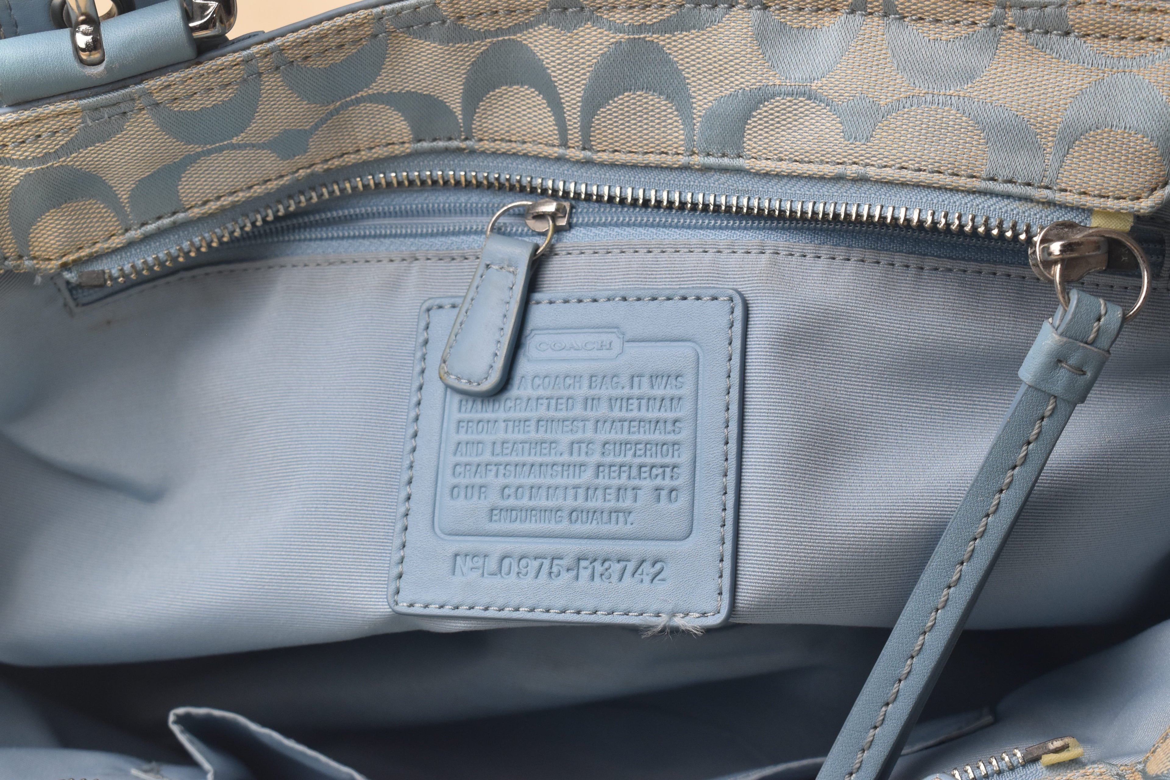 Coach Signature Soho Pleated Tote – Baby Blue