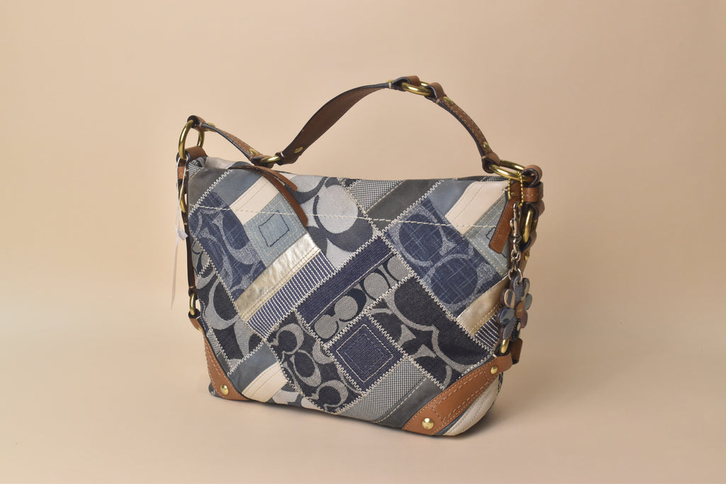 Coach Medium Carly Patchwork Hobo – Blue Multi Denim