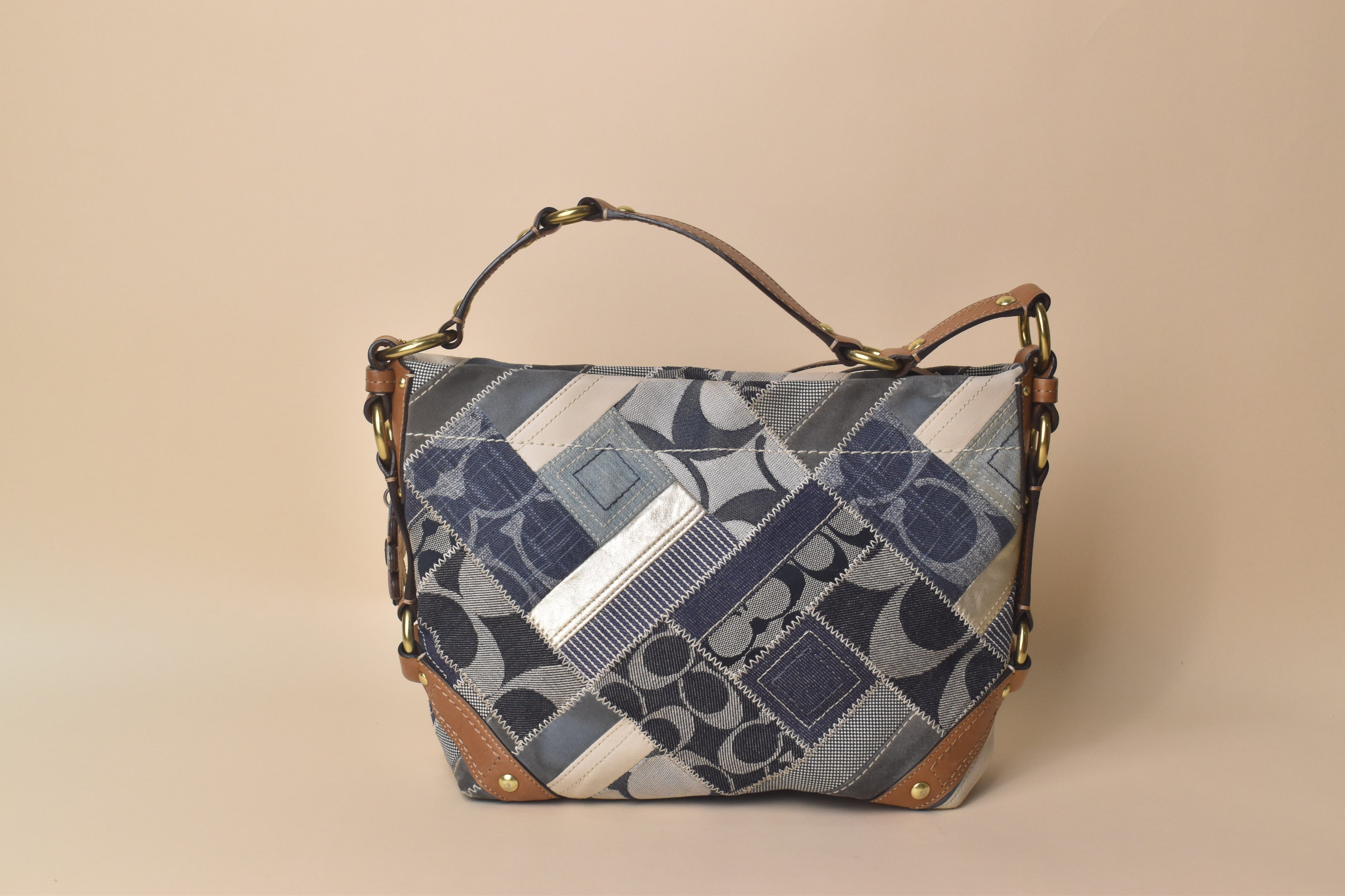 Coach Medium Carly Patchwork Hobo – Blue Multi Denim