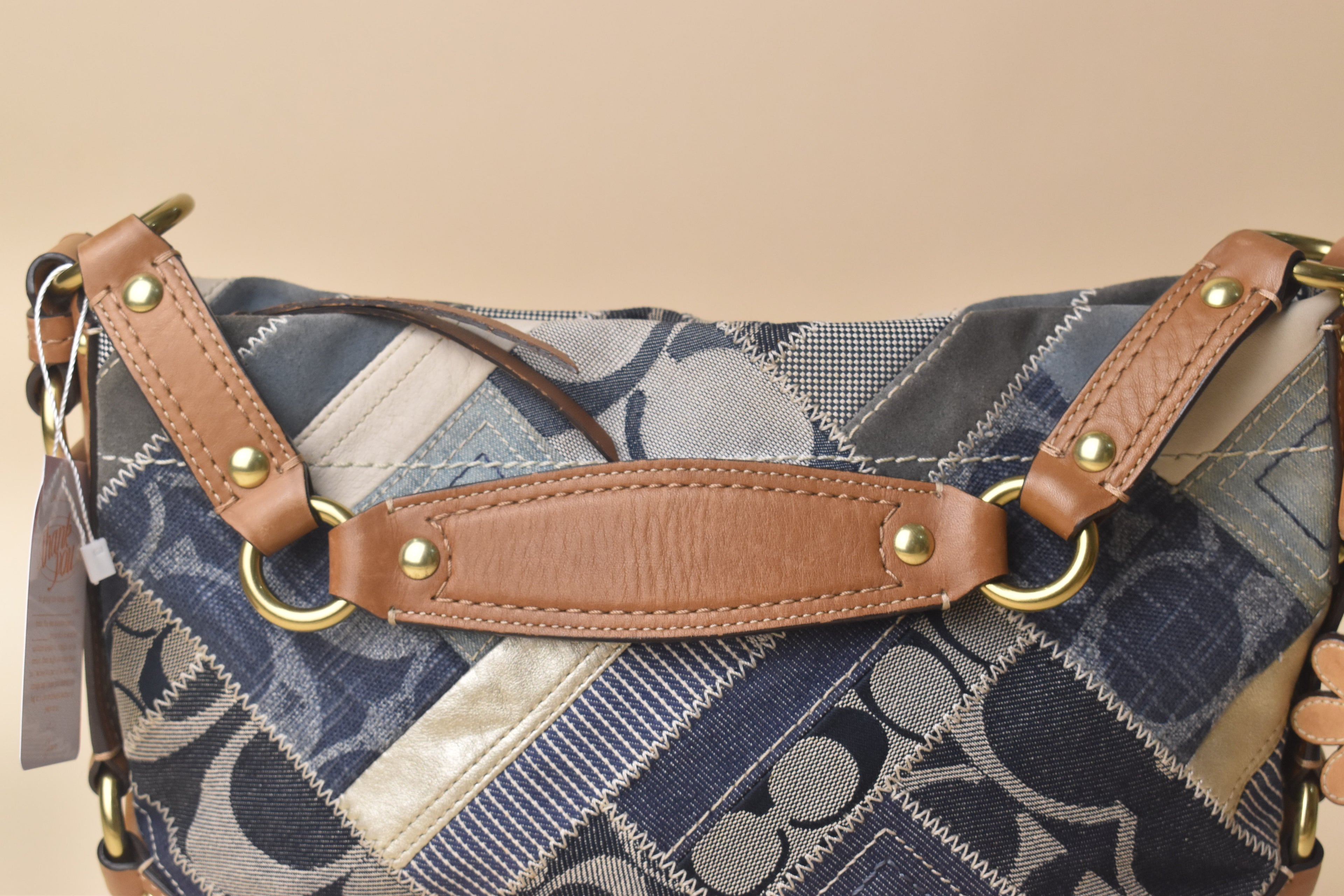 Coach Medium Carly Patchwork Hobo – Blue Multi Denim